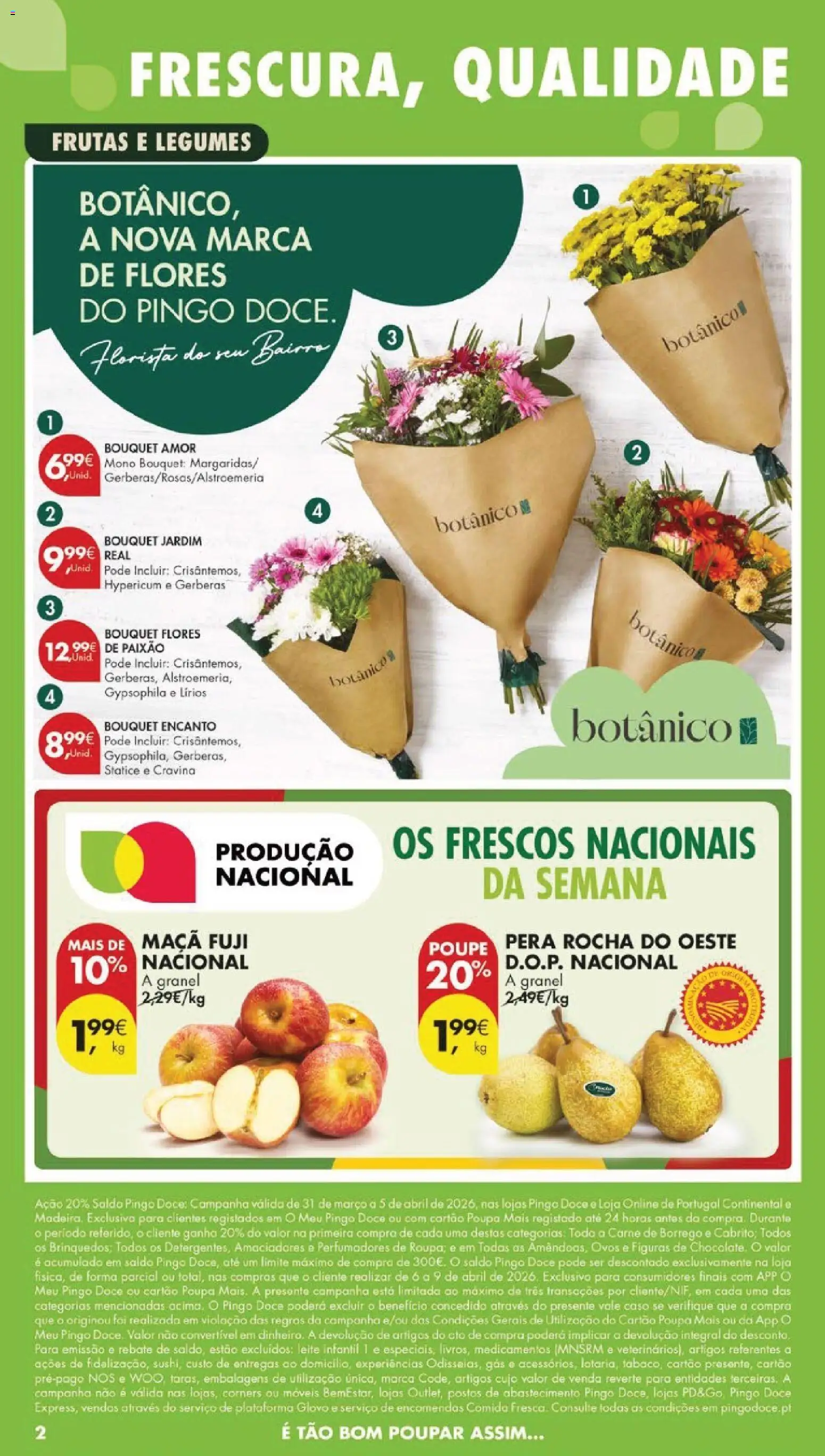 Pingo Doce folheto │ válido de 31.03.2026 | Página: 2 | Produtos: Flores, Leite infantil, Maça, Carne