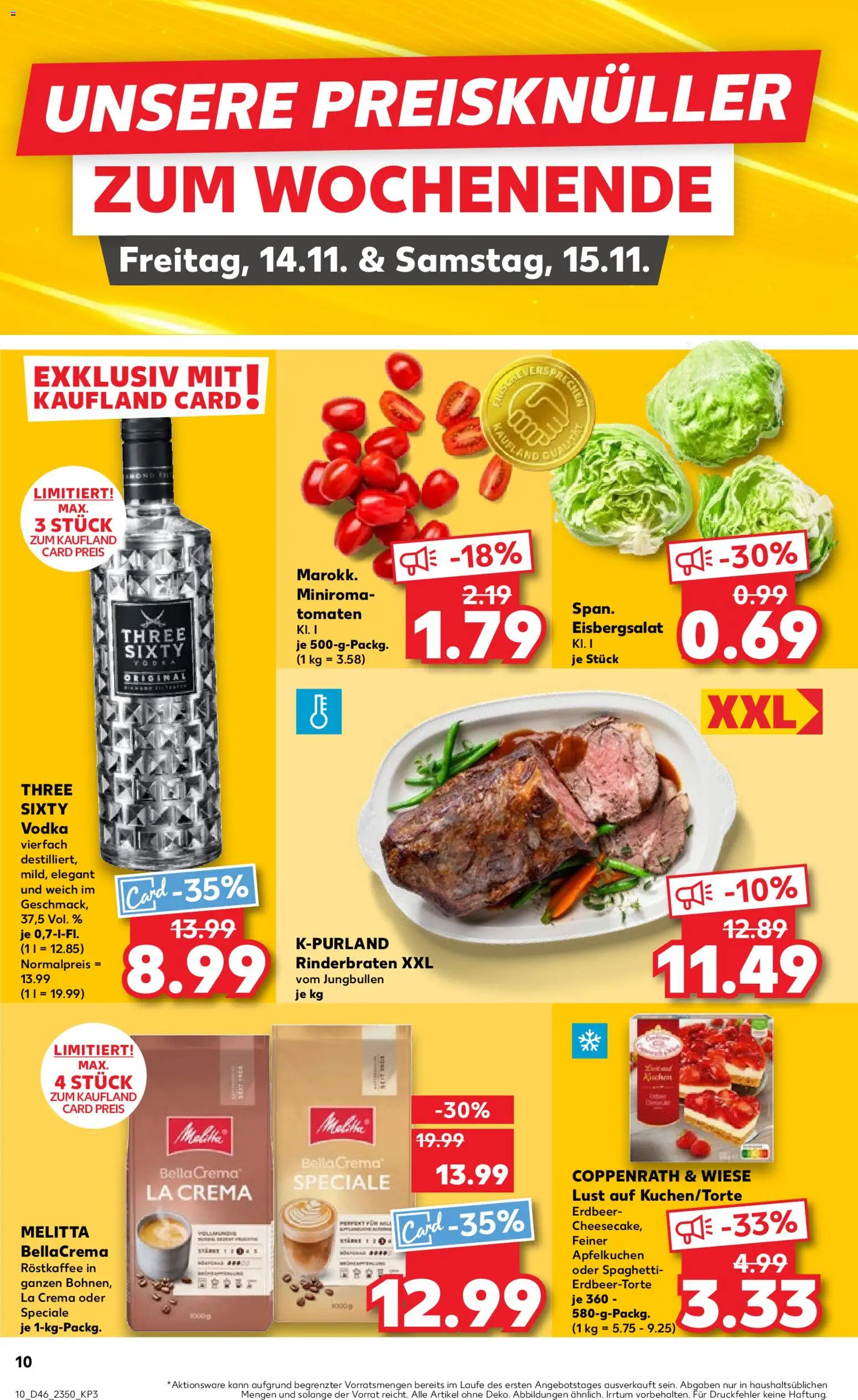 Kaufland prospekt Völklingen	 – gültig ab 13.11.2025 | Seite: 10 | Produkte: Rinderbraten, Melitta, Tomaten, Eisbergsalat