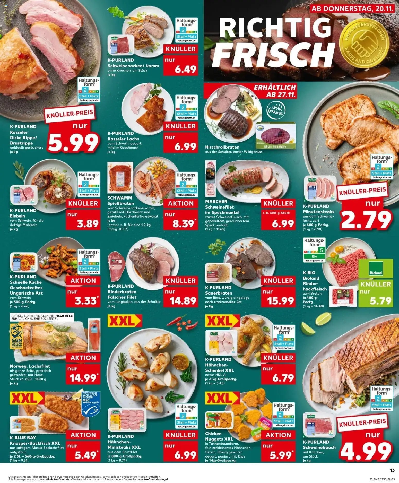Kaufland prospekt Eilenburg	 – gültig ab 20.11.2025 | Seite: 13 | Produkte: Hahnchen, Küche, Schweinefilet, Lachs