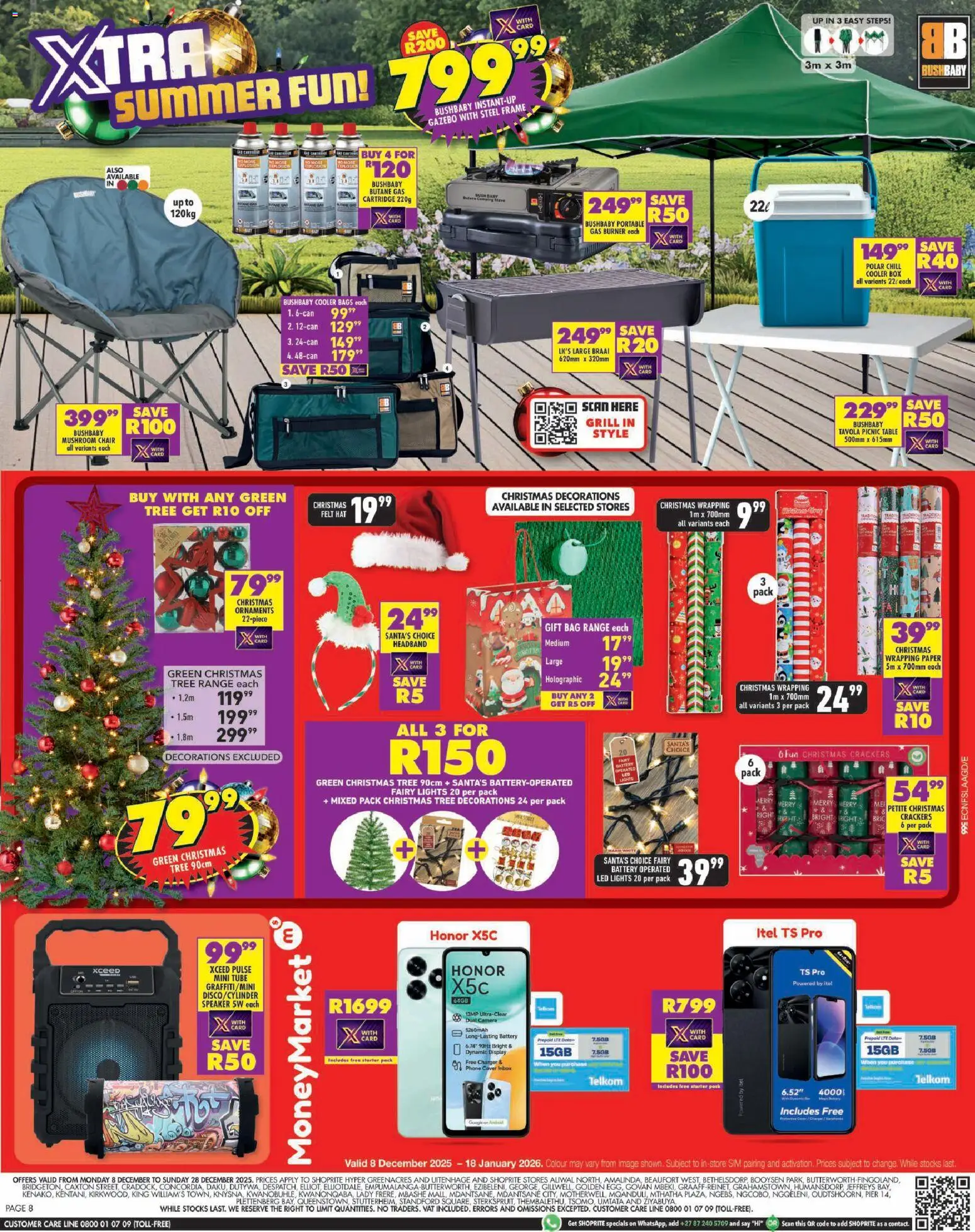 New Shoprite catalogue – valid from 08.12.2025 | Page: 8 | Products: Phone, Gift bag, Speaker, Box