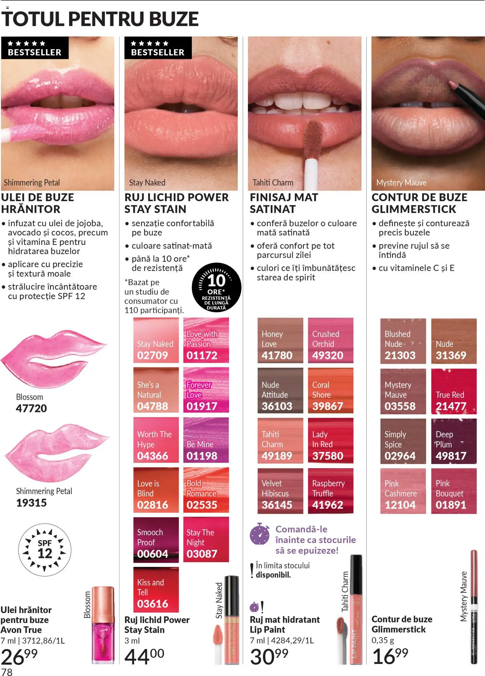 Noul catalog Avon – valabil de la 01.12.2025 | Pagină: 78 | Produse: Ruj, Ulei, Avocado