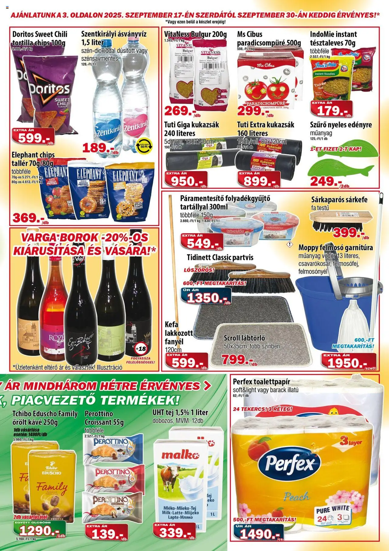 Vianni akciós ujság - amely érvényes a következő dátumtól: 10.09.2025 | Oldal: 3 | Termékek: Chips, Felmosó, Kávé, Ásványvíz