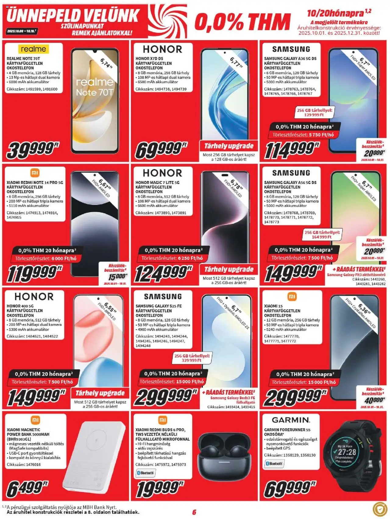 Media Markt akciós ujság - amely érvényes a következő dátumtól: 08.10.2025 | Oldal: 6 | Termékek: Okostelefon, Kamera, Power bank, Xiaomi
