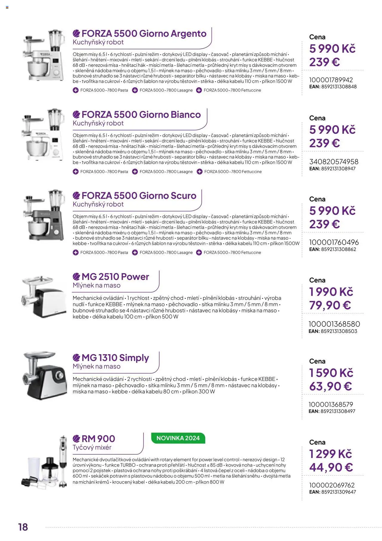 Expert elektro katalog - ECG - Malé domácí spotřebiče od 01.10.2024 | Strana: 18 | Produkty: Tyčový mixér, Mixér, Lasagne, Mlýnek na maso
