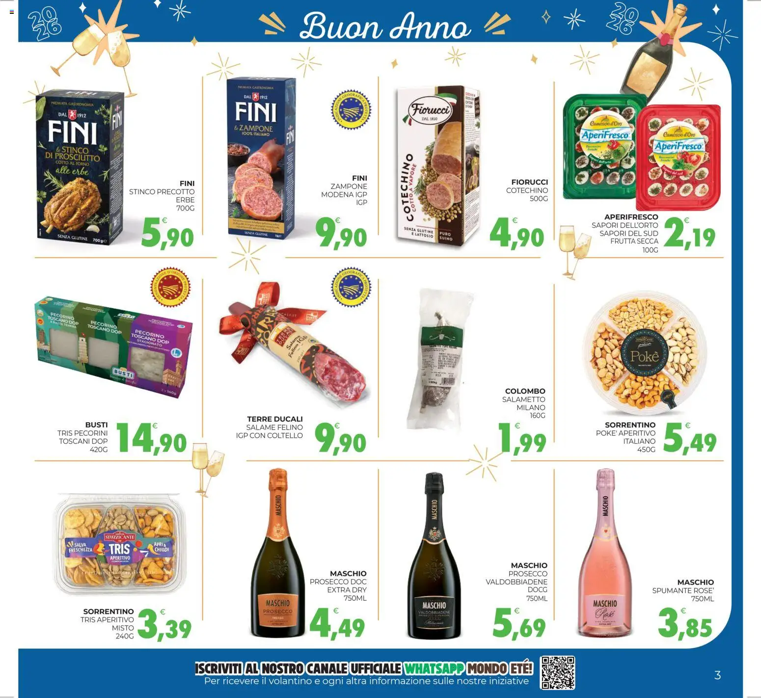 Volantino Eté del 27.12.2025 | Pagina: 3 | Prodotti: Salame, Prosecco, Spumante, Forno