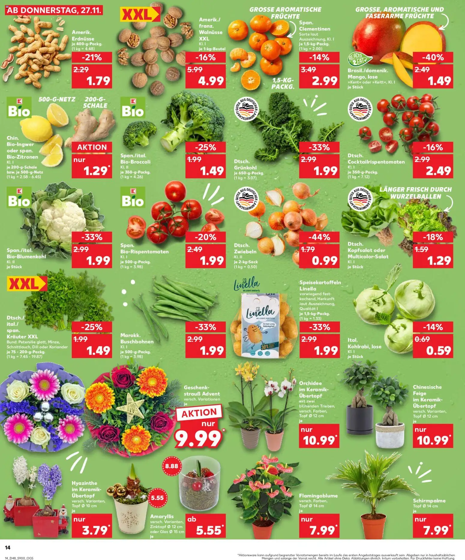 Kaufland Prospekt 	 – gültig ab 27.11.2025 | Seite: 14 | Produkte: Erdnüsse, Walnüsse, Orchidee, Zwiebeln