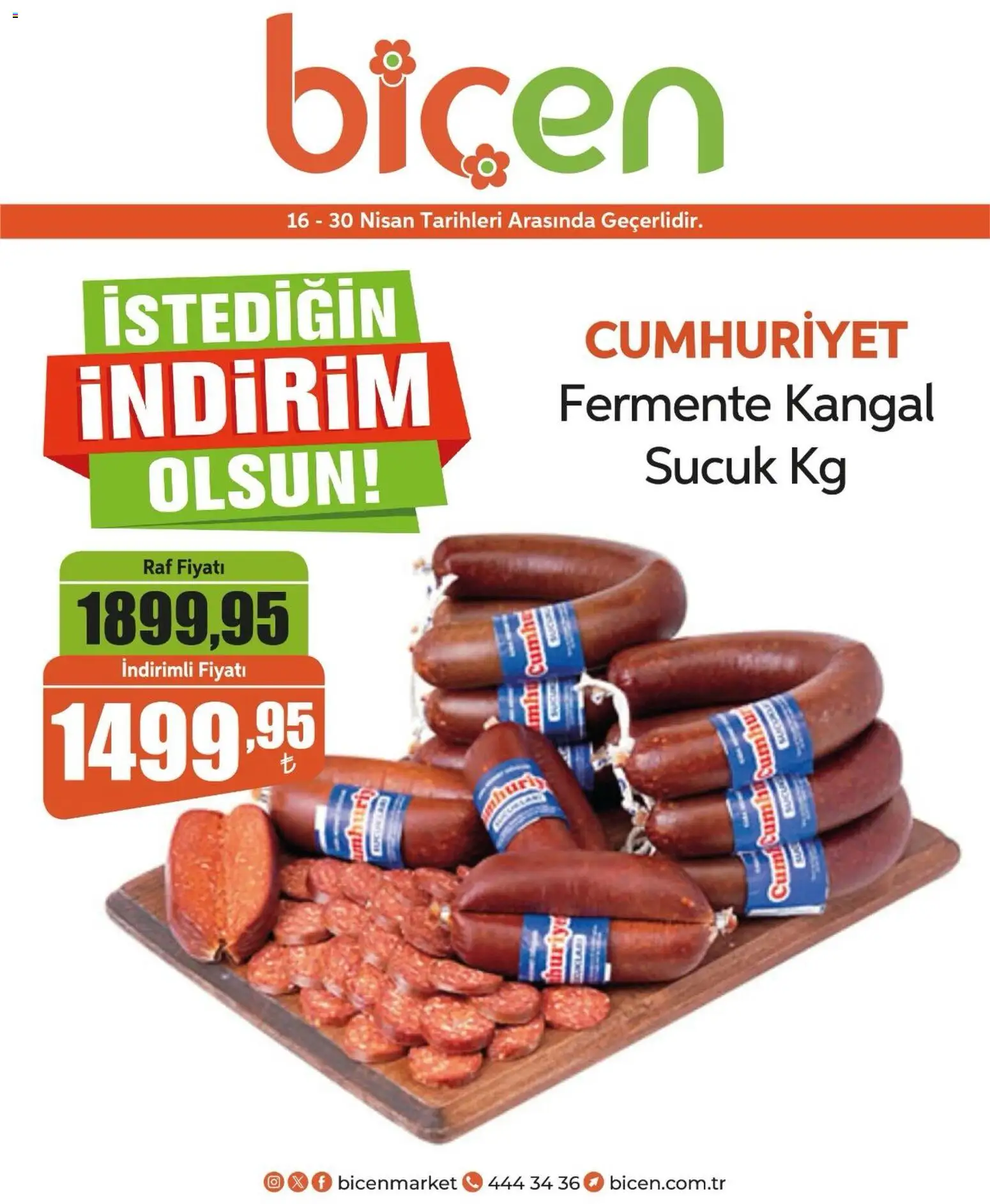 Biçen Market İndirim - 16.04.2026 tarihinden itibaren geçerlidir | Sayfa: 1 | Ürünler: Raf, Sucuk