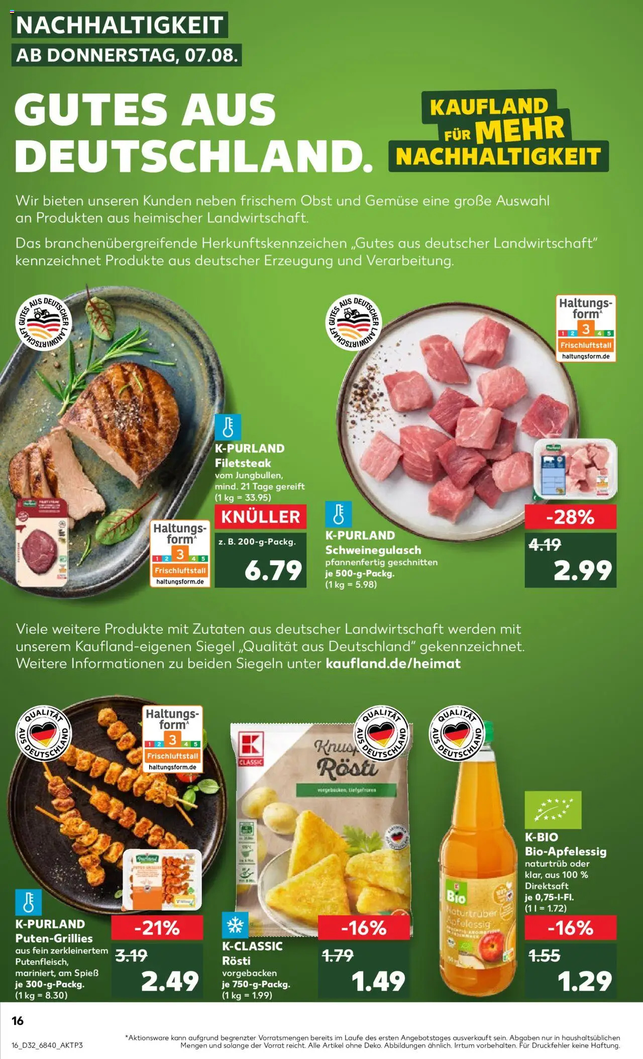 Kaufland prospekt Hamburg	 - gültig ab dem 07.08.2025 | Seite: 16 | Produkte: Schweinegulasch, Apple, Gemüse, Steak