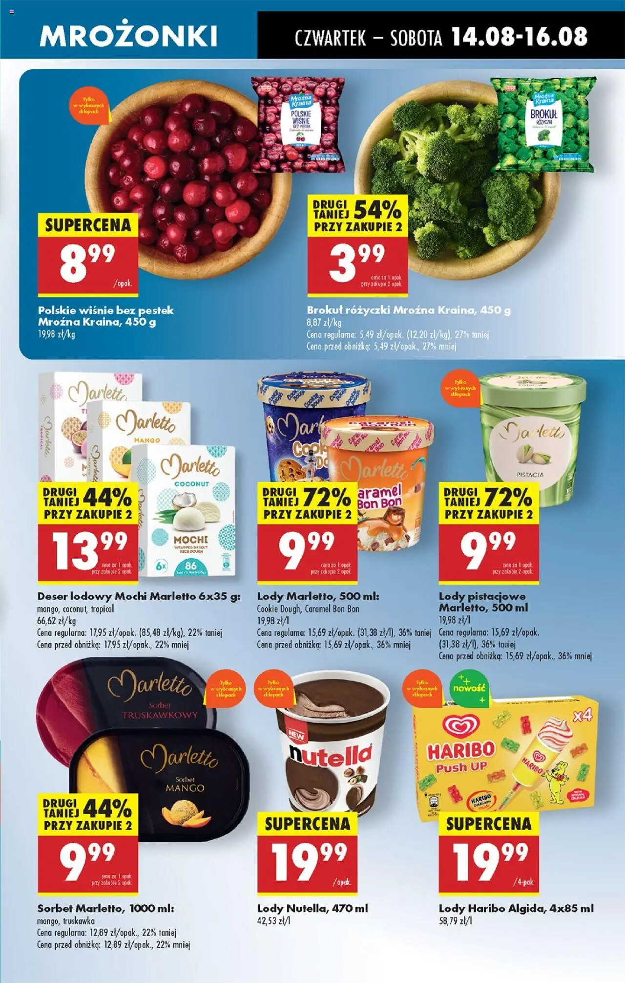 Biedronka gazetka - Oferta w tym tygodniu od 14.08.2025 | Strona: 45 | Produkty: Mango, Brokuł, Sorbet truskawkowy, Lody