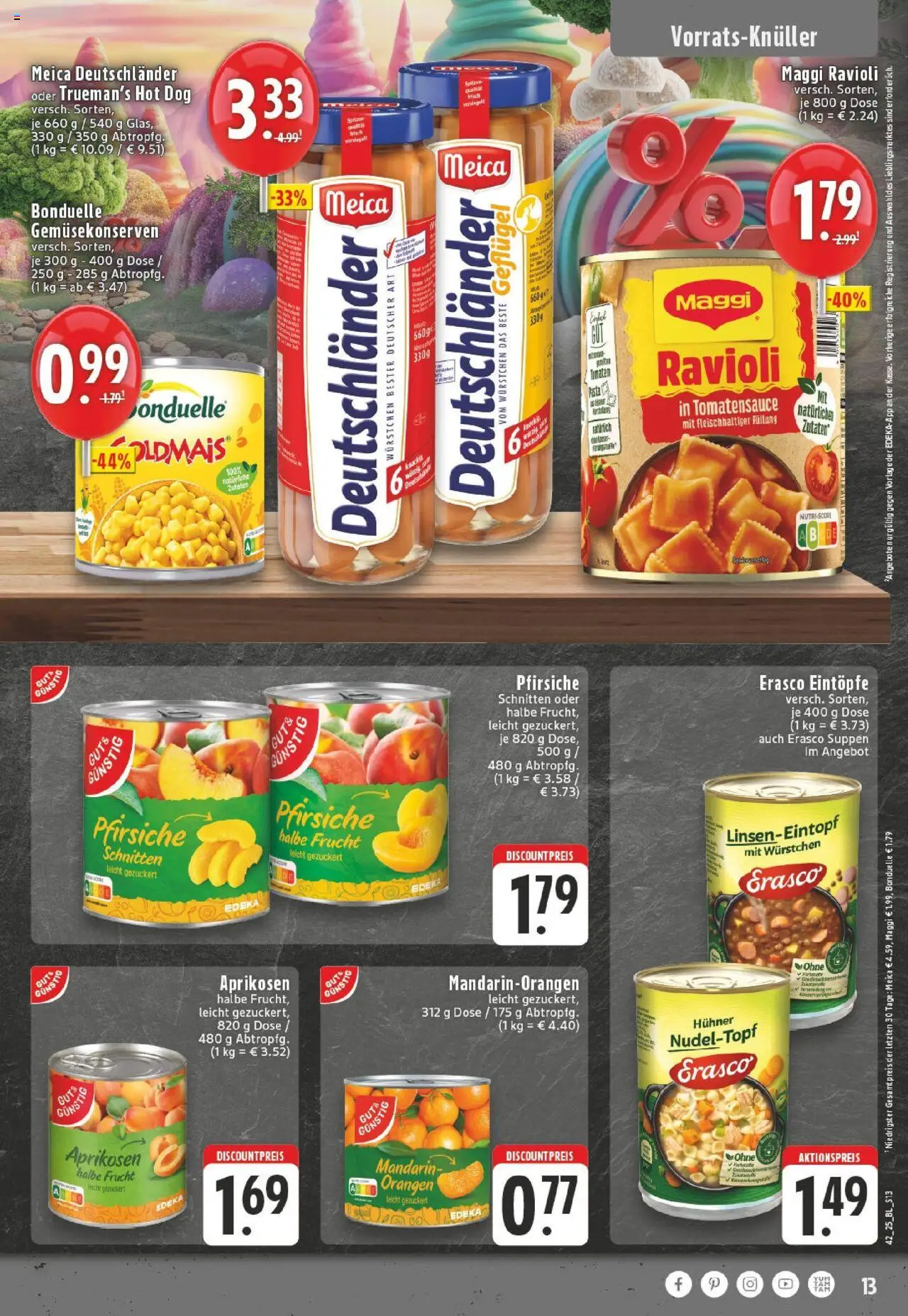 Edeka prospekt Lienen	 – gültig ab 13.10.2025 | Seite: 13 | Produkte: Orangen, Tomaten, Pasta, Erasco
