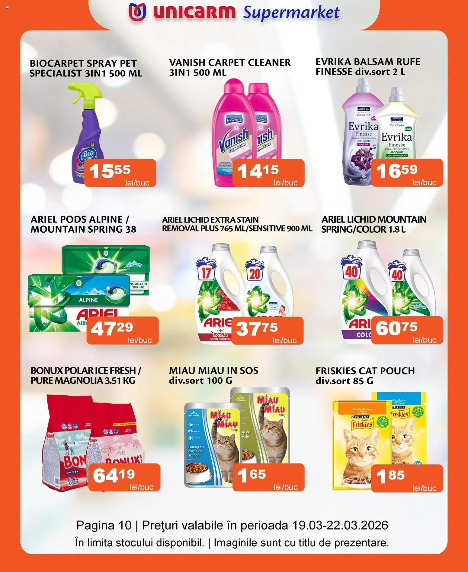 Noul catalog Unicarm – valabil de la 19.03.2026 | Pagină: 10 | Produse: Orhidee, Balsam, Çelik Mama ve Su Kabı, Sos