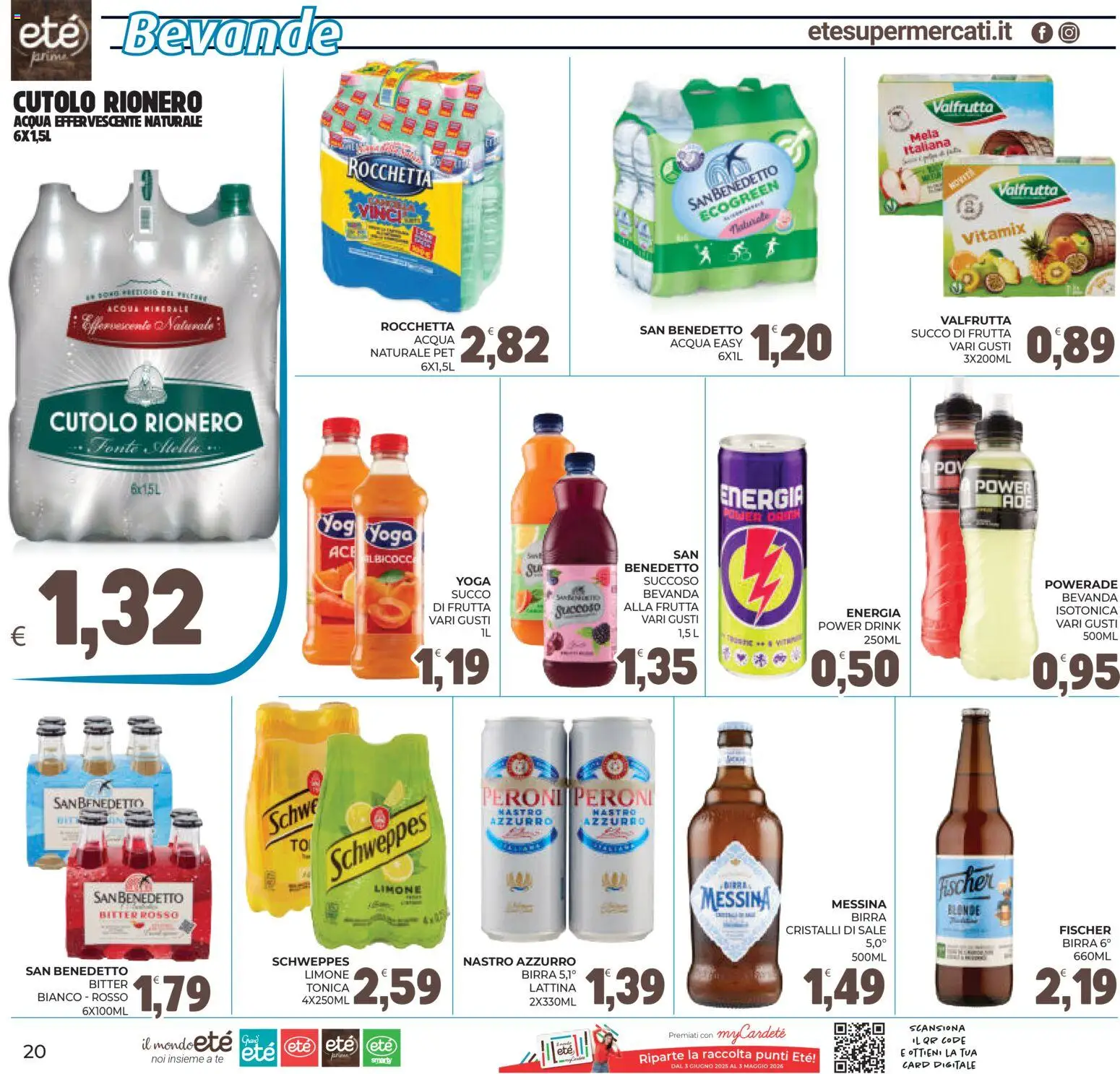 Volantino Eté del 17.04.2026 | Pagina: 20 | Prodotti: Birra, Frutta, Acqua minerale, Succo di frutta