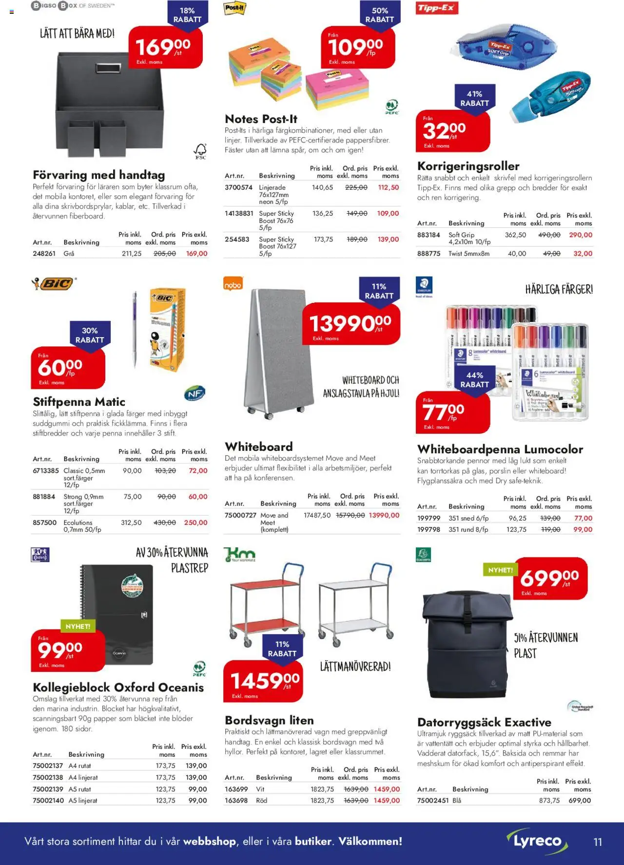 Lyreco reklamblad aktuell från 01.09.2025 | Sida: 11 | Produkter: Antiperspirant, Papper, Ryggsäck, Suddgummi