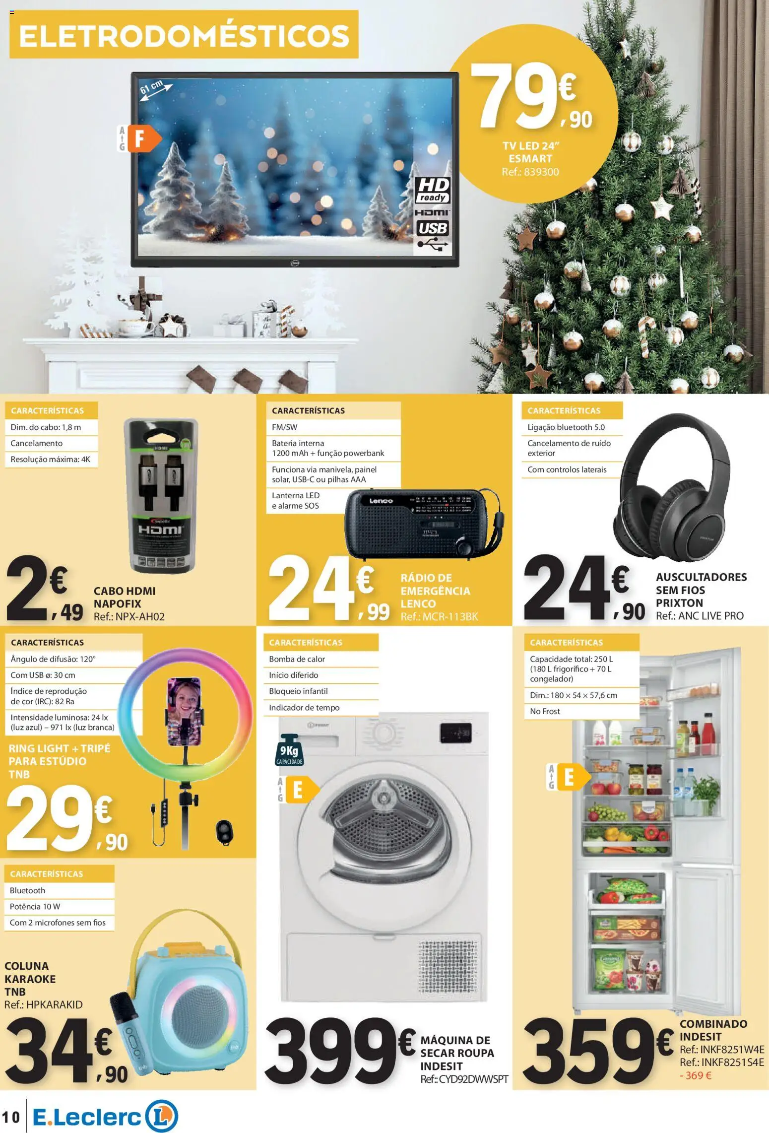 E.Leclerc Não Alimentar │ válido de 18.12.2025 | Página: 10 | Produtos: USB, Congelador, Pilhas, Bateria