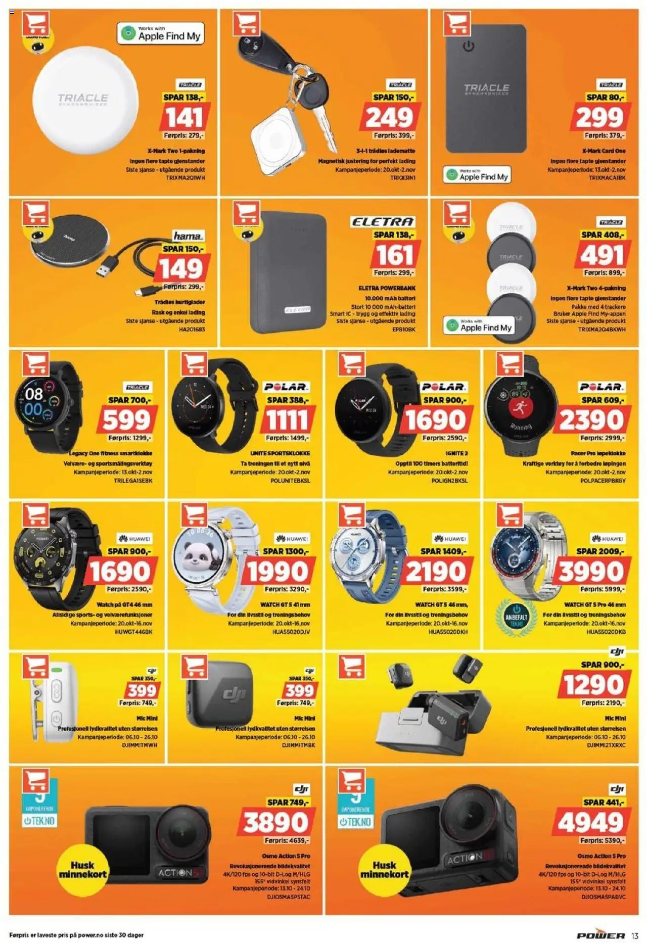 {H1} | Side: 13 | Produkter: Powerbank, Sportsklokke, Minnekort, Smartklokke