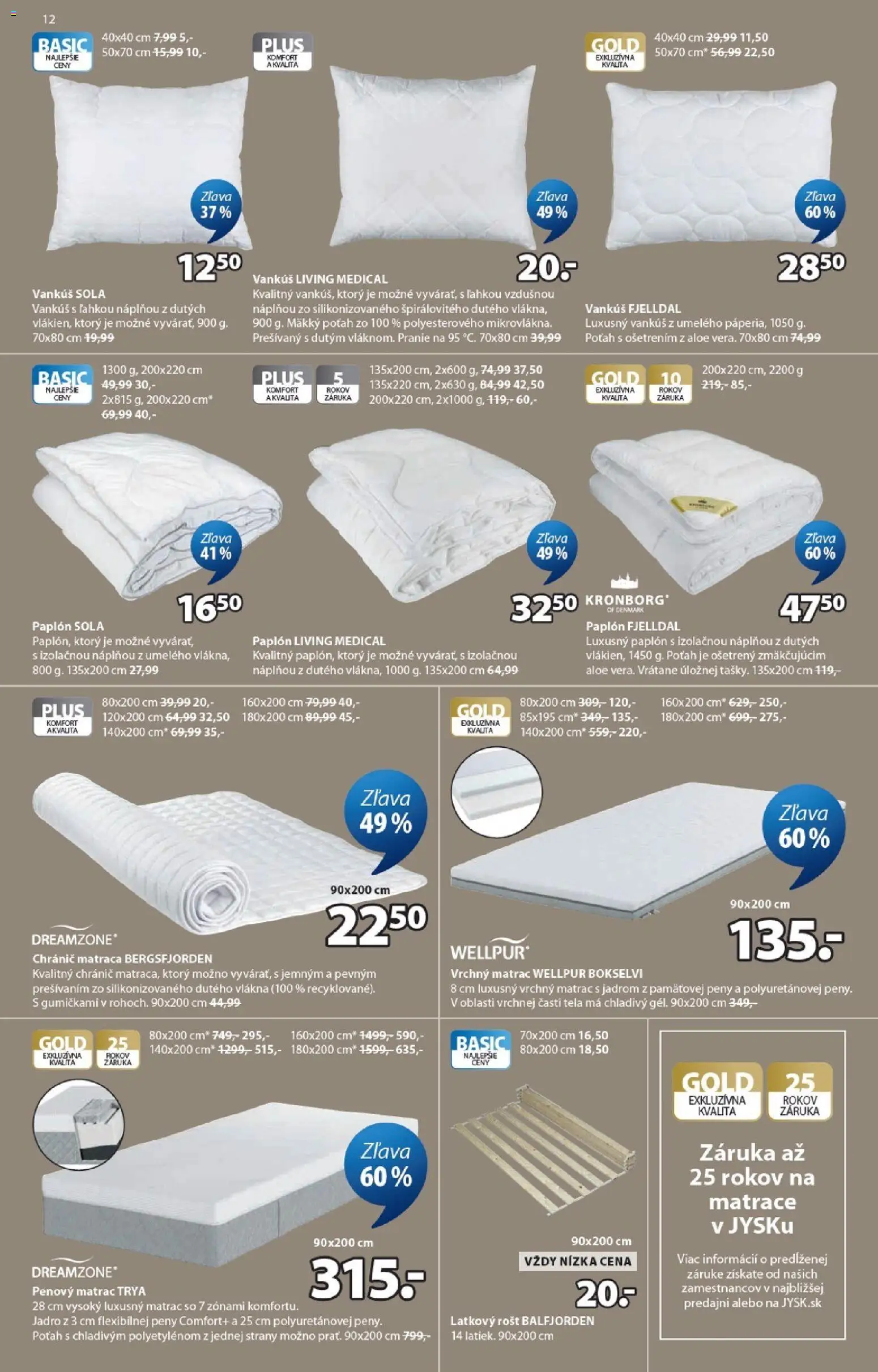Nové JYSK akcie – leták je platný od 15.04.2026 | Strana: 12 | Produkty: Matrace, Matrac, Vrchný matrac, Vankúš