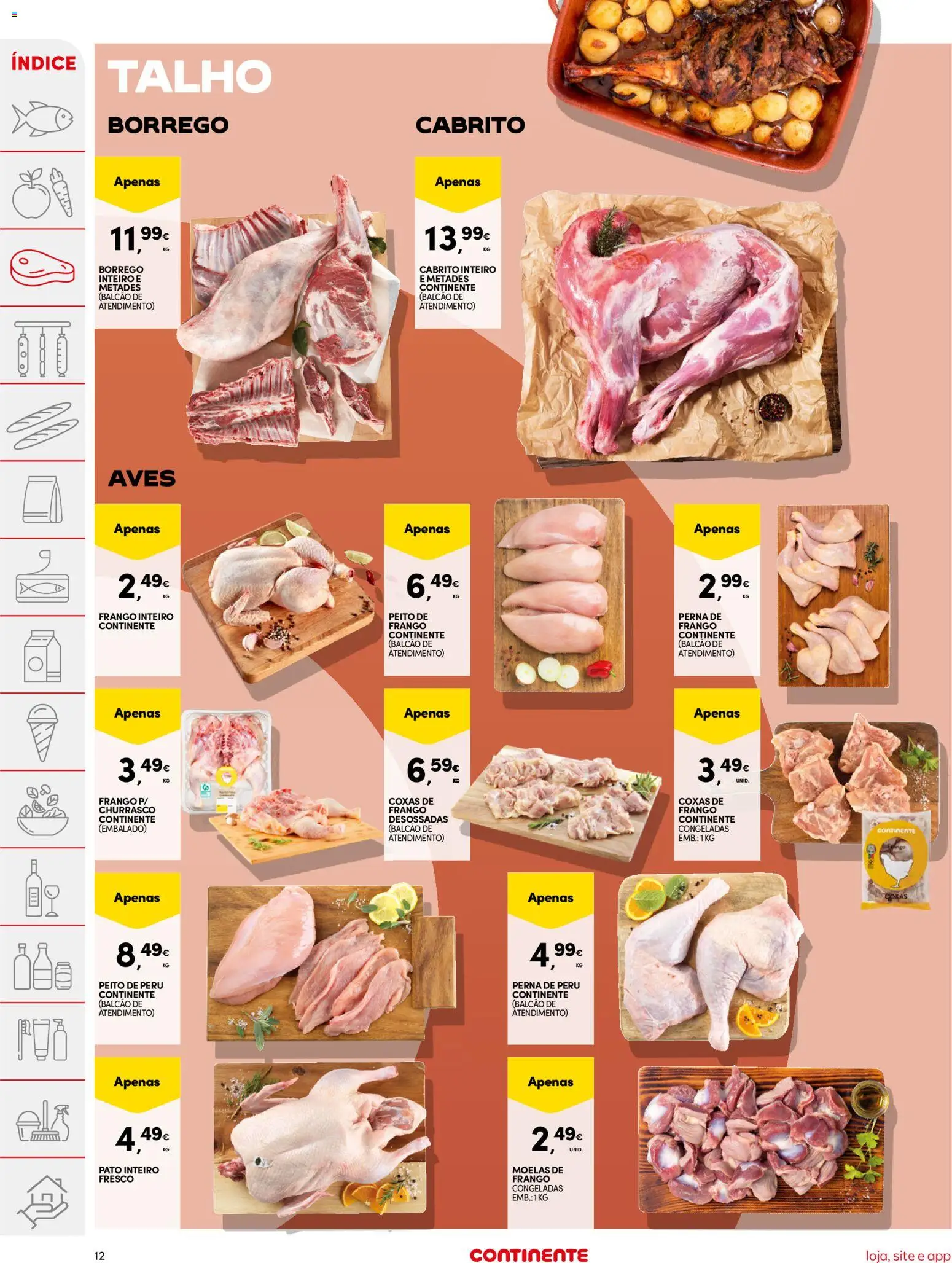 Continente folheto │ válido de 02.12.2025 | Página: 12 | Produtos: Peito de frango, Peito de peru, Frango, Cabrito