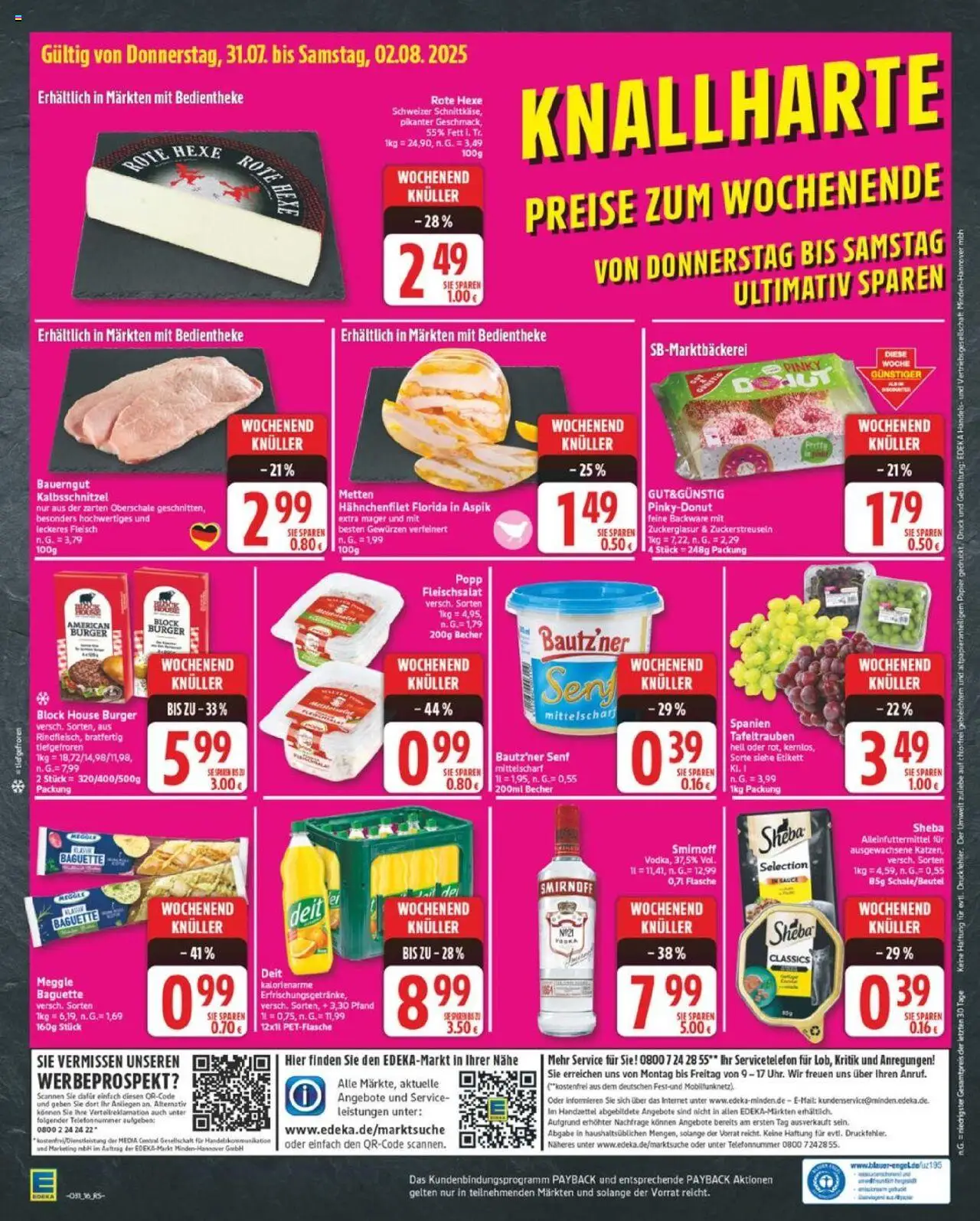 Edeka Prospekt 	 - gültig ab dem 28.07.2025 | Seite: 16 | Produkte: Burger, Smirnoff, Vodka, Fleisch