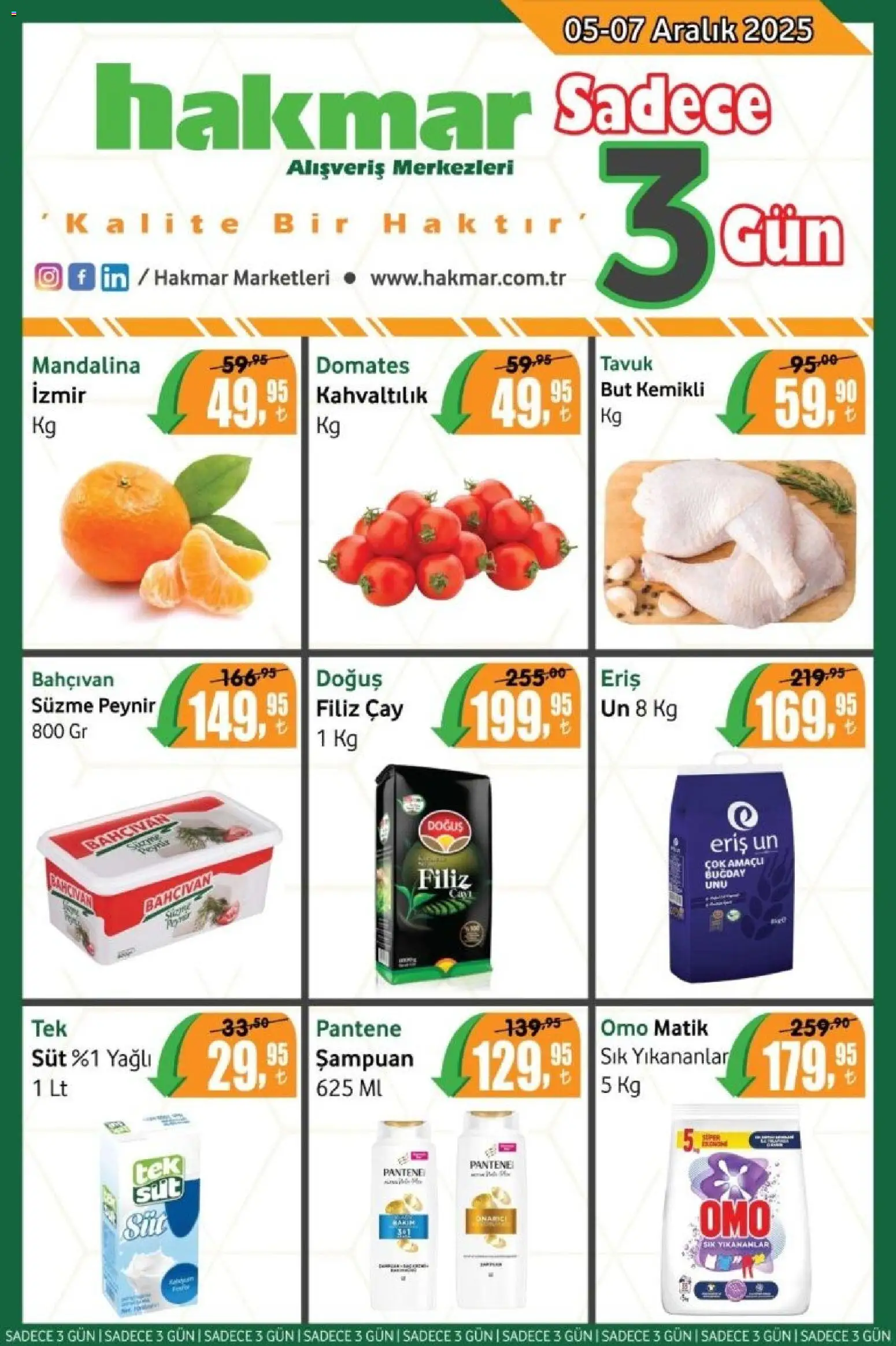 Hakmar - Katalog Sadece 3 Gün - 05.12.2025 tarihinden itibaren geçerlidir | Sayfa: 1 | Ürünler: Peynir, Domates, Çay, Süzme peynir