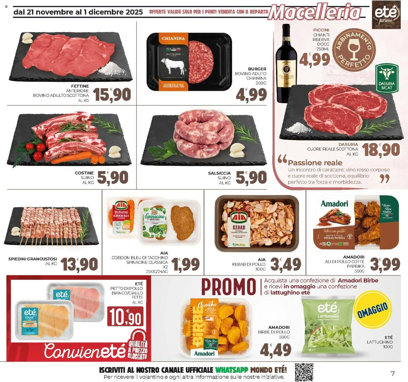 Volantino Eté del 21.11.2025 | Pagina: 7 | Prodotti: Bovino, Pollo, Suino, Vino