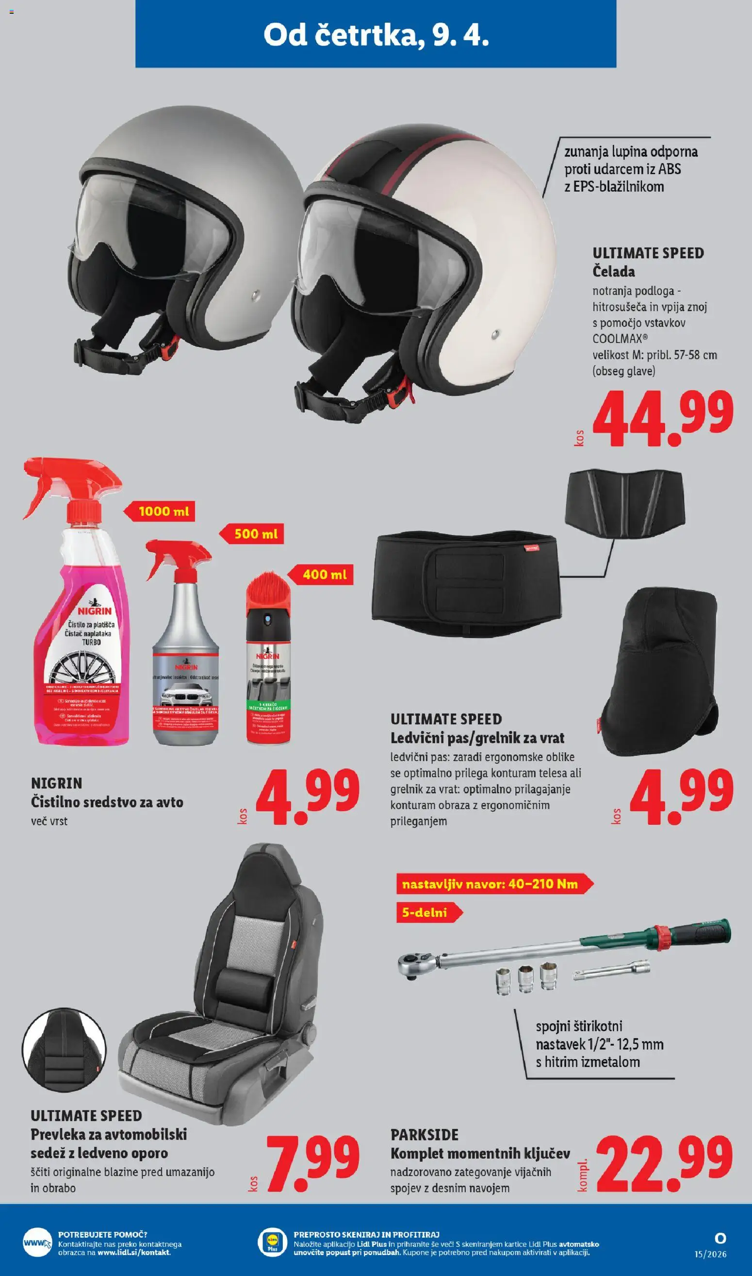 Novi Lidl katalog ponudbe – veljaven od 09.04.2026 | Stran: 33 | Izdelki: Prevleka, Podloga, Čelada, Pas