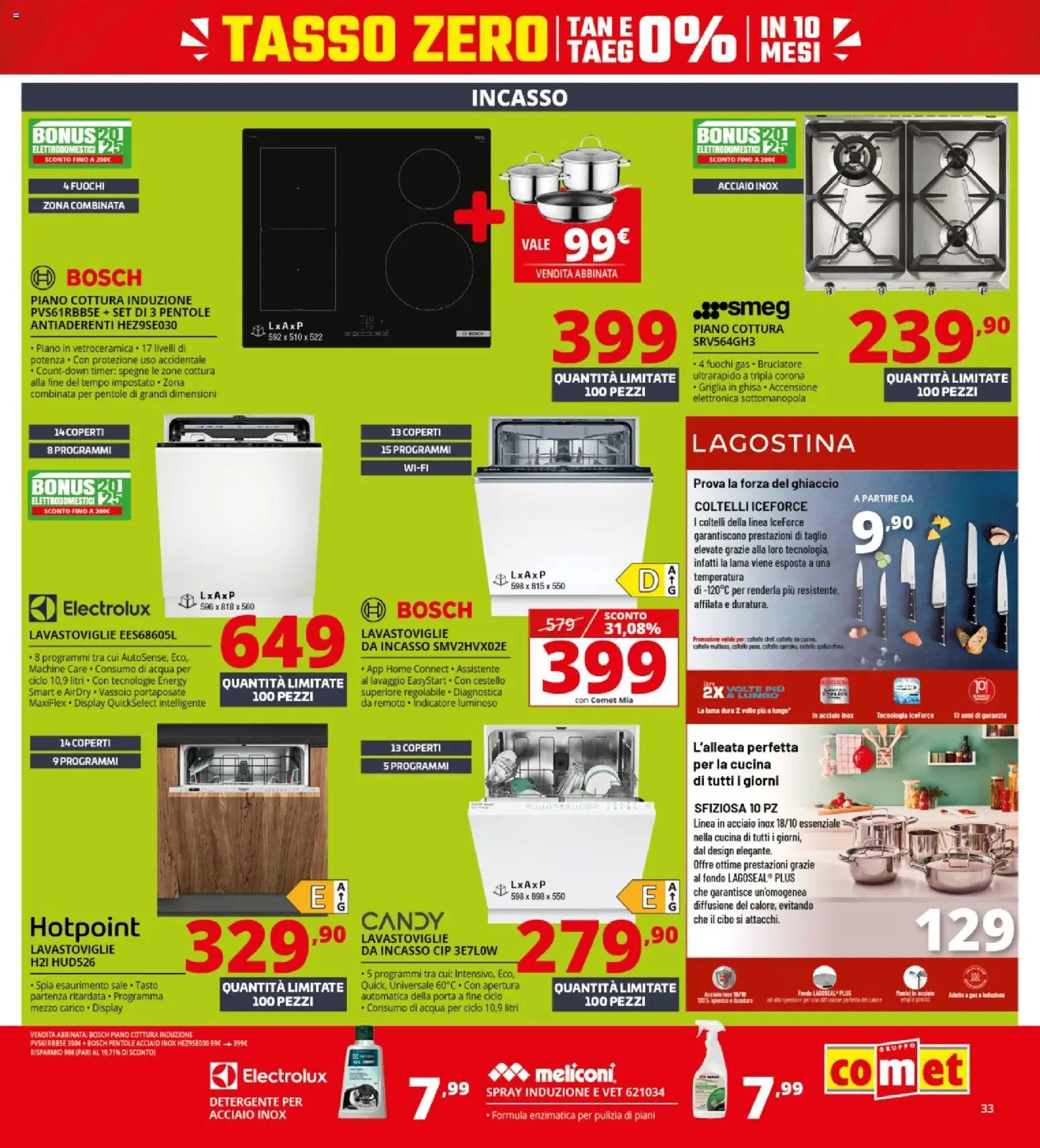 Volantino Comet del 22.01.2026 | Pagina: 33 | Prodotti: Detergente, Piano cottura, Portaposate, Piano cottura induzione