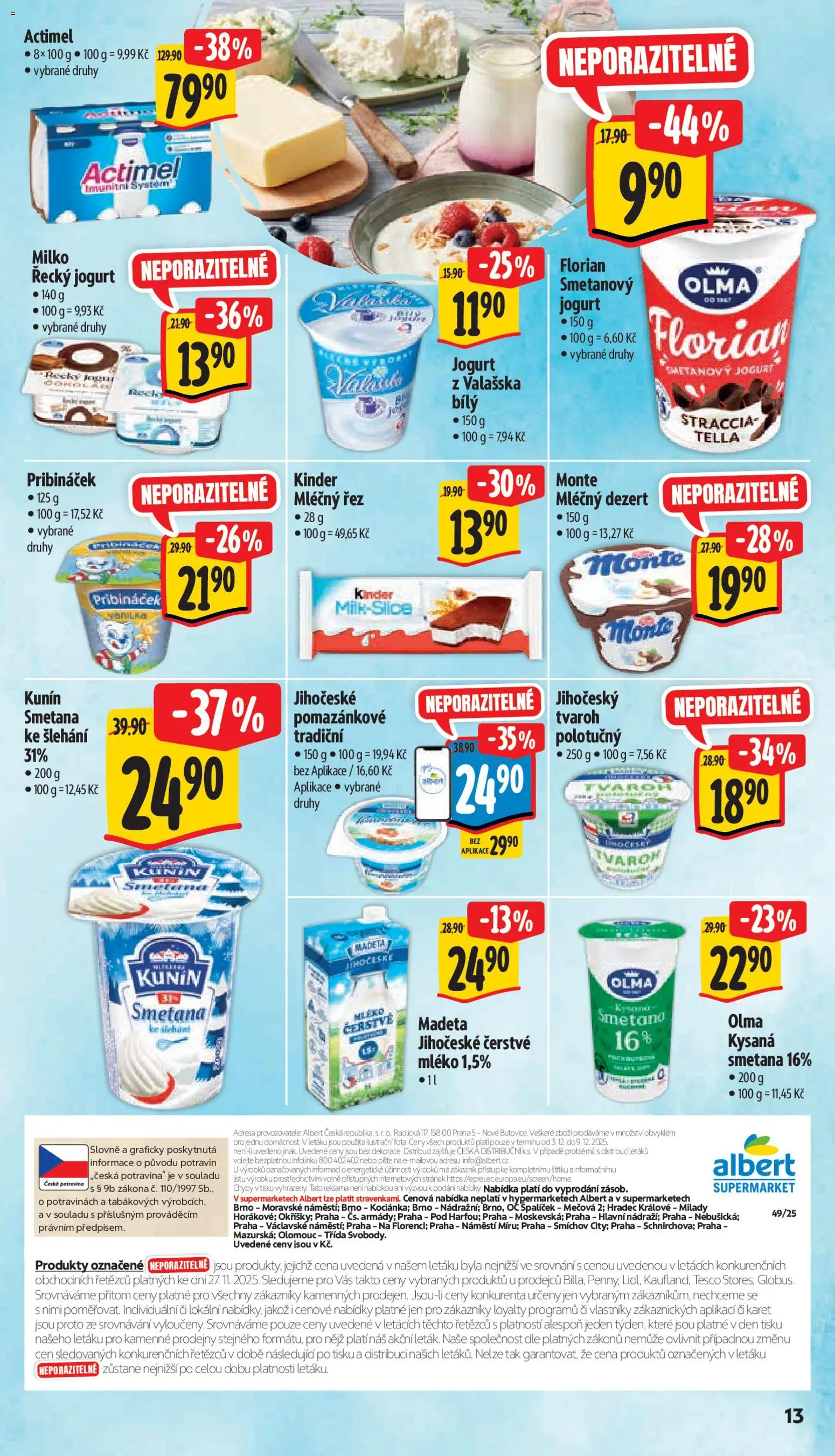 Albert leták - Supermarket od 03.12.2025 | Strana: 20 | Produkty: Smetanový jogurt, Smetana, Pribináček, Tvaroh
