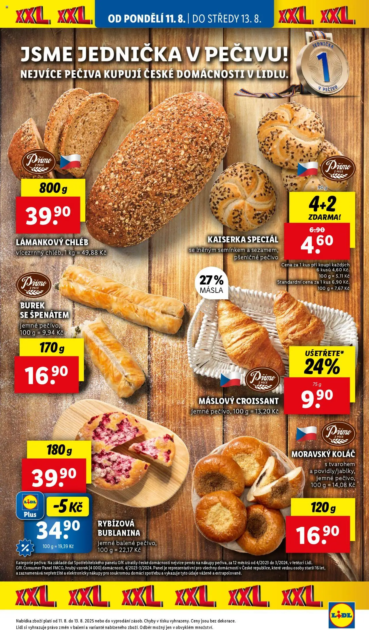 Lidl leták od 11.08.2025 | Strana: 13 | Produkty: Chléb, Pečivo, Croissant, Burek