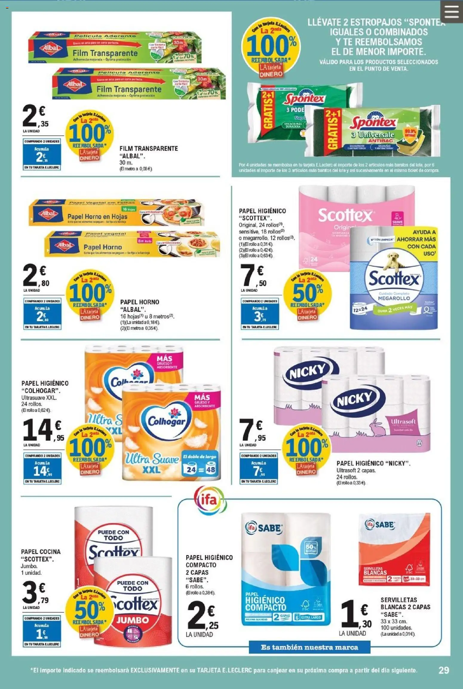 E.Leclerc folleto │ válido desde el 11.03.2026 | Página: 29 | Productos: Papel higienico, Té, Horno, Cocina