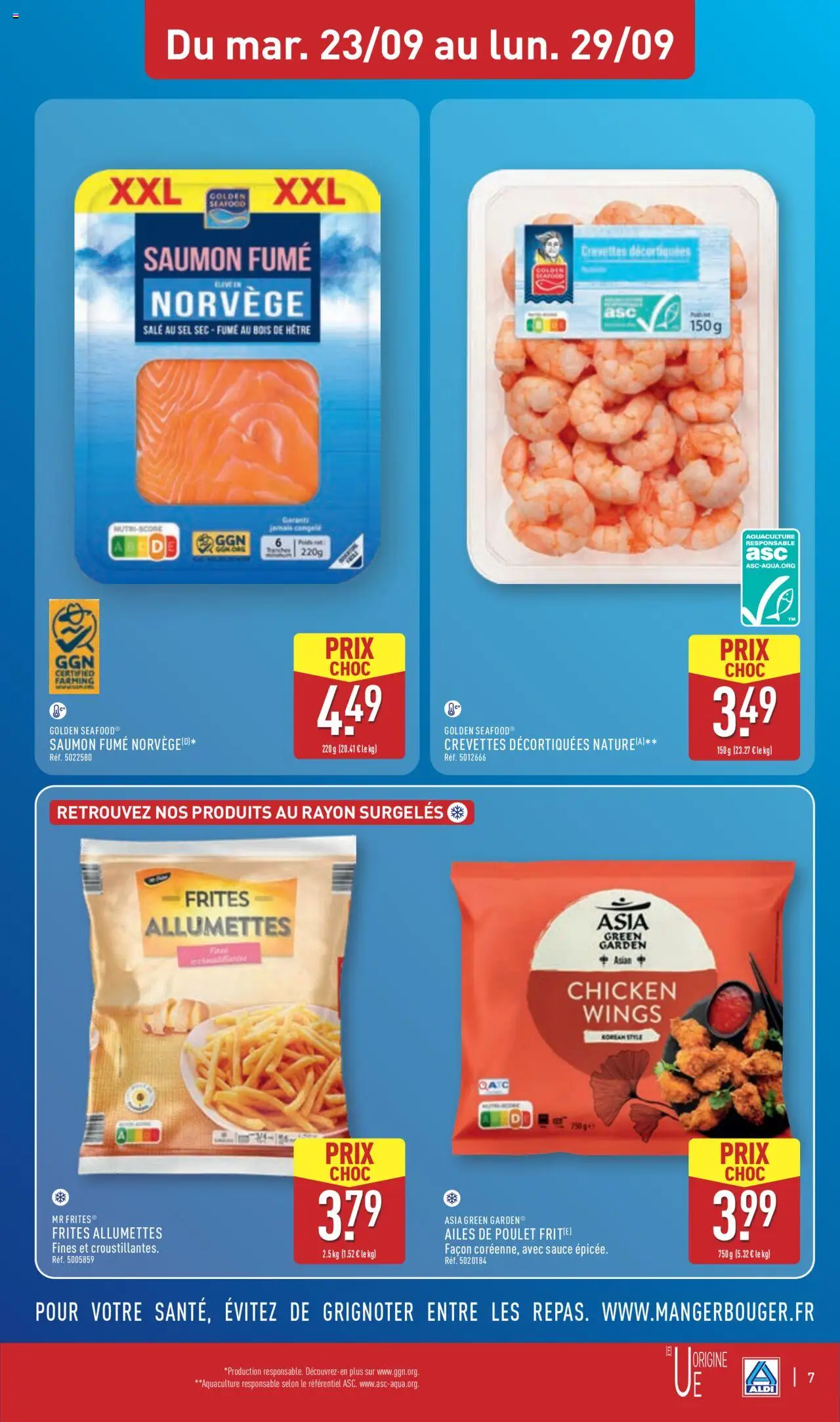  | Page: 9 | Produits: Frites, Crevettes, Sel, Saumon