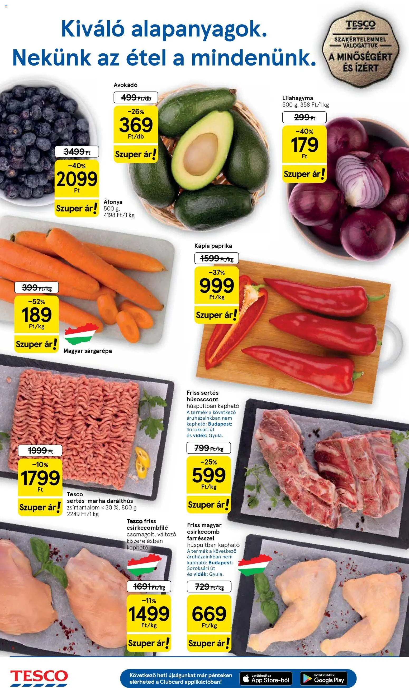 Tesco akciós ujság - amely érvényes a következő dátumtól: 19.02.2026 | Oldal: 2 | Termékek: Áfonya, Sárgarépa, Csirkecombfile, Kápia paprika