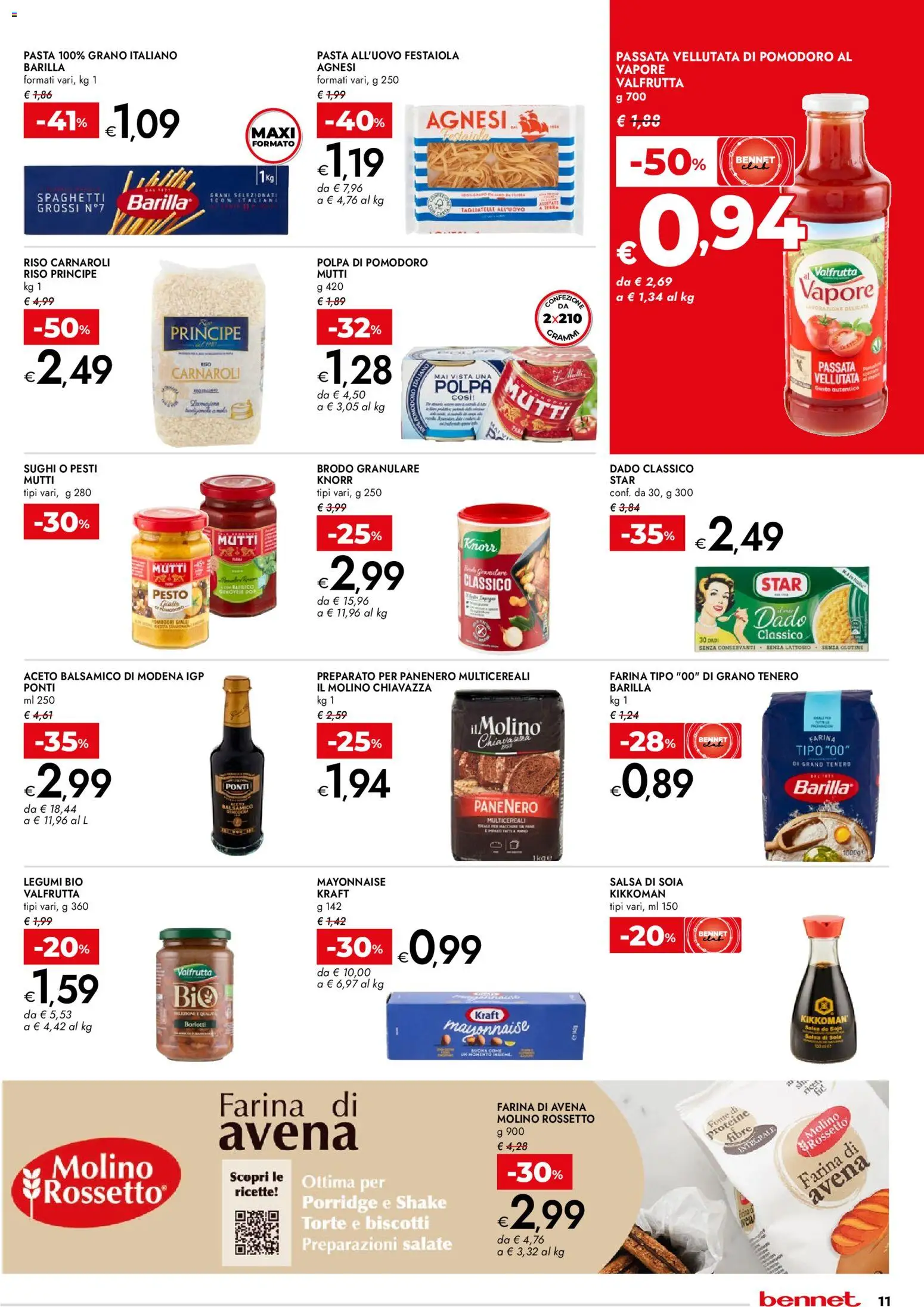 Volantino bennet del 06.11.2025 | Pagina: 11 | Prodotti: Rossetto, Farina, Pasta, Mutti