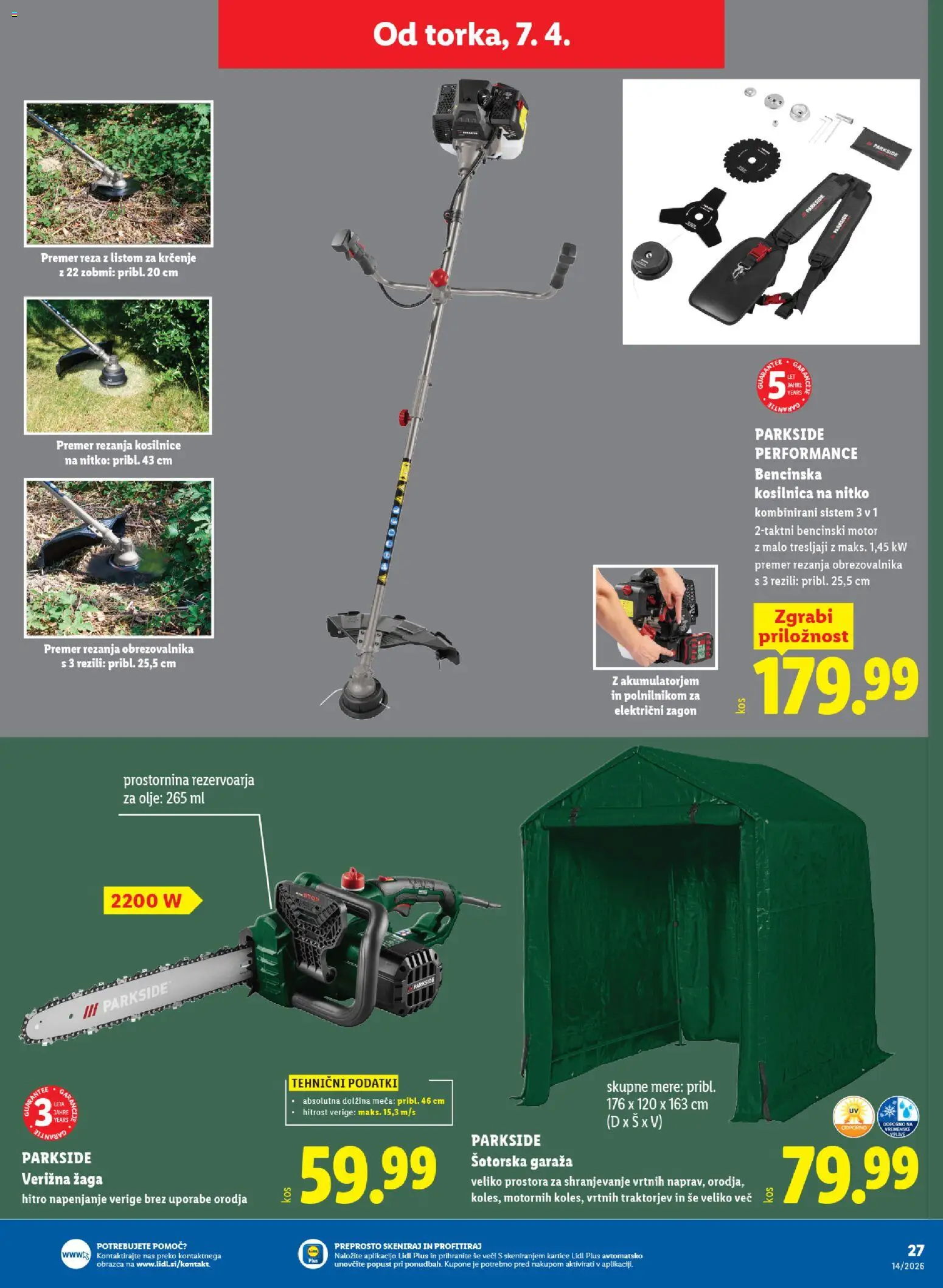 Novi Lidl katalog ponudbe – veljaven od 02.04.2026 | Stran: 57 | Izdelki: Kosilnica, Verižna žaga, Olje