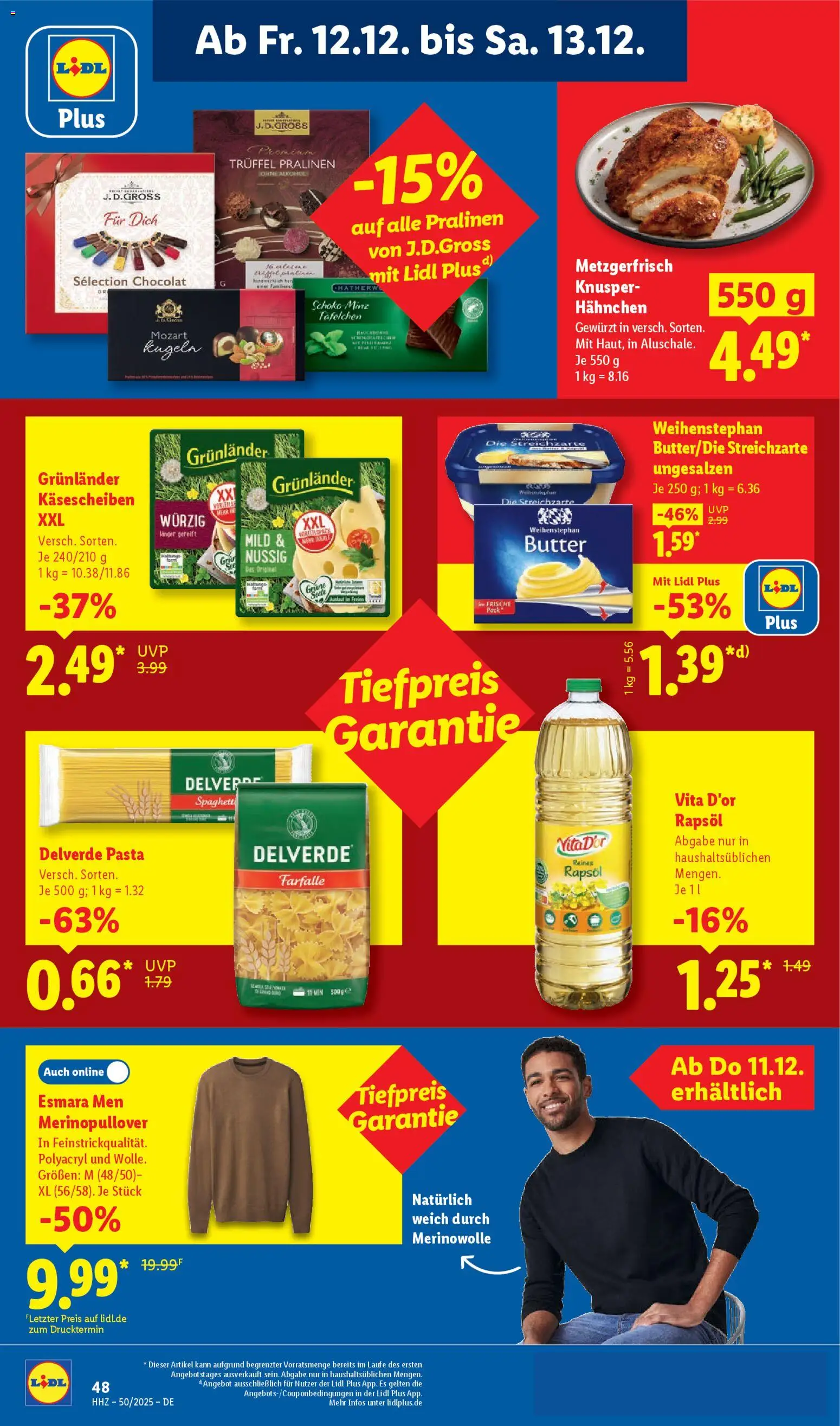 Lidl Prospekt Zossen – gültig ab 08.12.2025 | Seite: 68 | Produkte: Hahnchen, Butter, Rapsöl, Grunlander