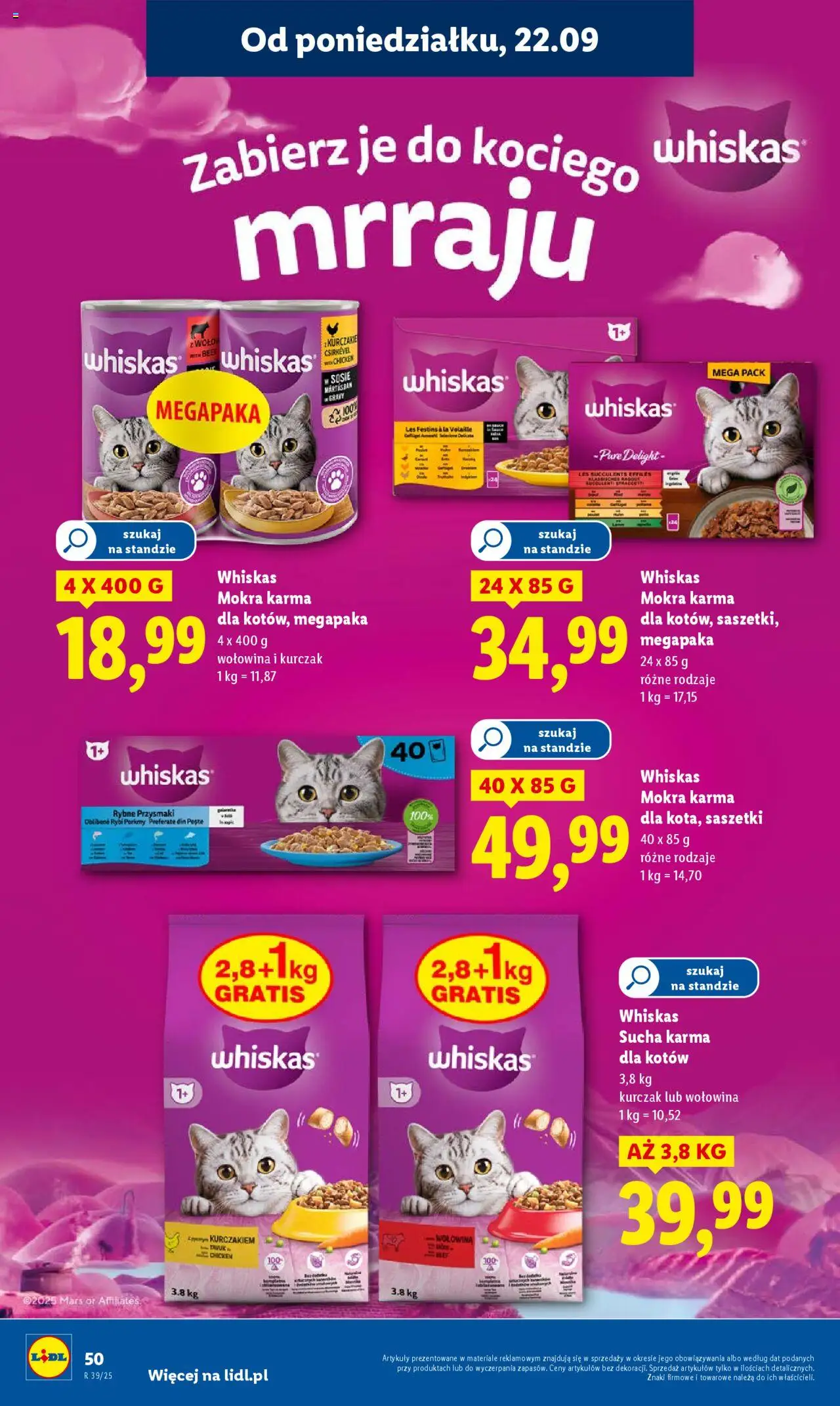 Lidl Gazetka od 22.09.2025 | Strona: 62 | Produkty: Kurczak, Karma dla kotów, Wołowina