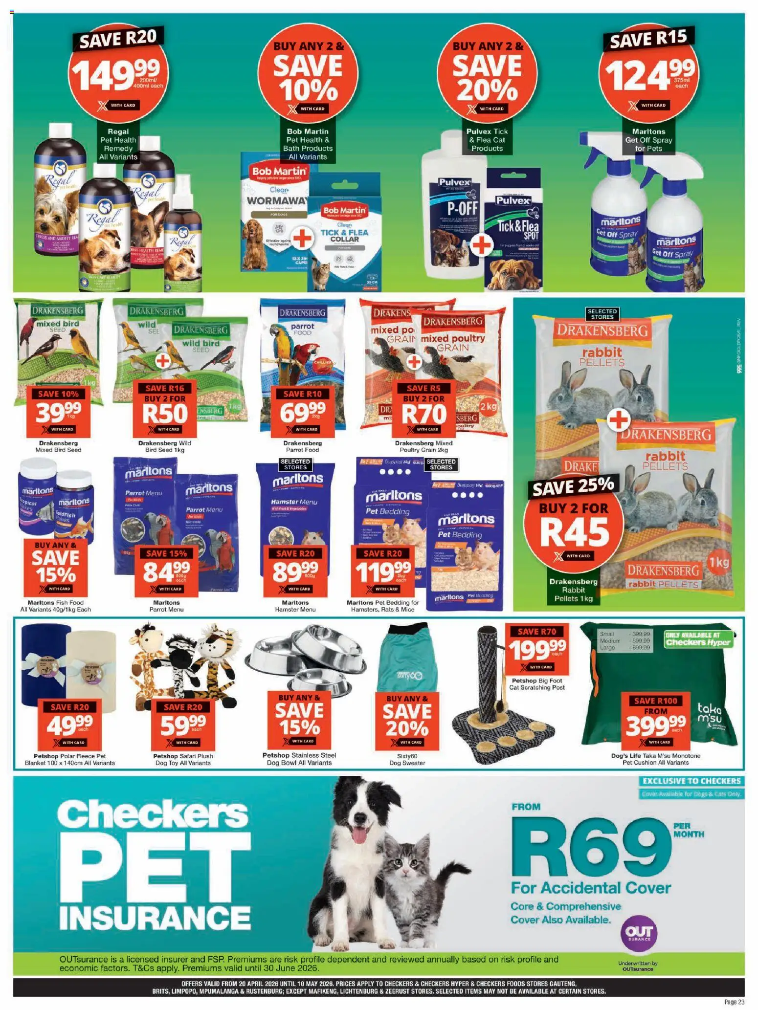 New Checkers catalogue – valid from 20.04.2026 | Page: 23 | Products: Cover, Cushion, Queso de vaca, Fish