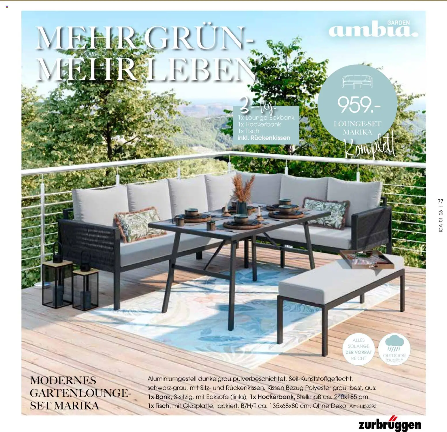 Zurbrüggen Sommer 2026 – gültig ab 19.03.2026 | Seite: 77 | Produkte: Ecksofa, Kissen, Tisch