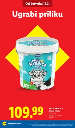 MOJA KRAVICA Kiselo mleko, 2,8% m. m., 700 g - pregled Lidl kataloga - važi od 12.03.2026 | Strana: 6