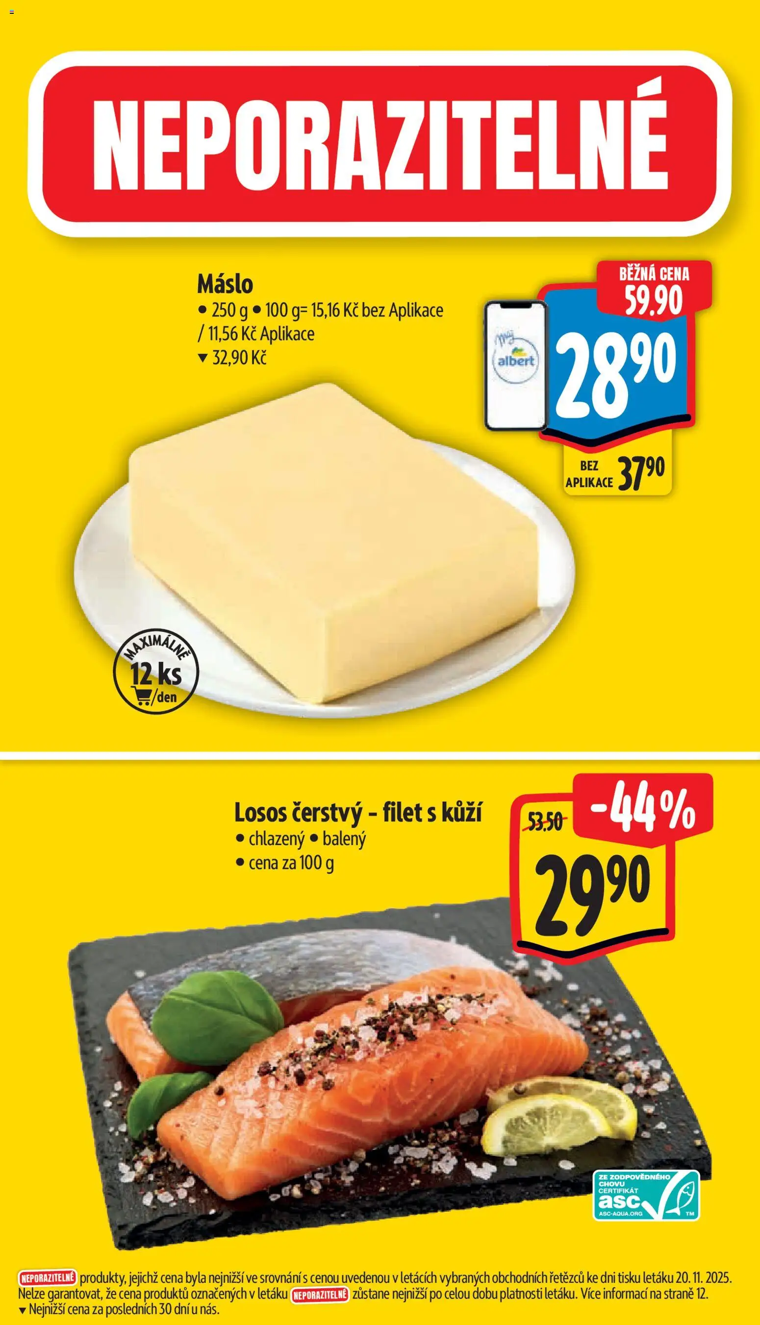Albert leták - Supermarket od 26.11.2025 | Strana: 2 | Produkty: Máslo, Losos, Filet