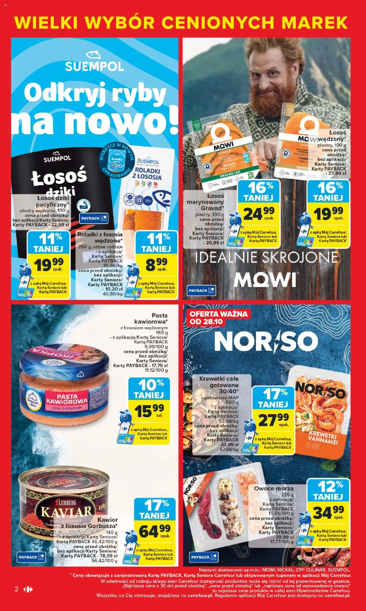 Carrefour Gazetka - Markowe atrakcje cenowe od 27.10.2025 | Strona: 4 | Produkty: Krewetki, Ryby, Kawior, Owoce morza