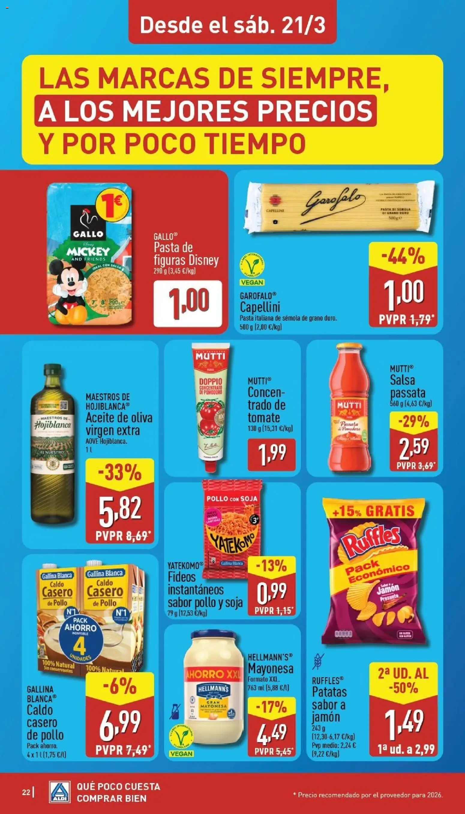 Aldi folleto Baleares │ válido desde el 16.03.2026 | Página: 22 | Productos: Aceite, Fideos, Aceite de oliva, Οθόνη προβολής