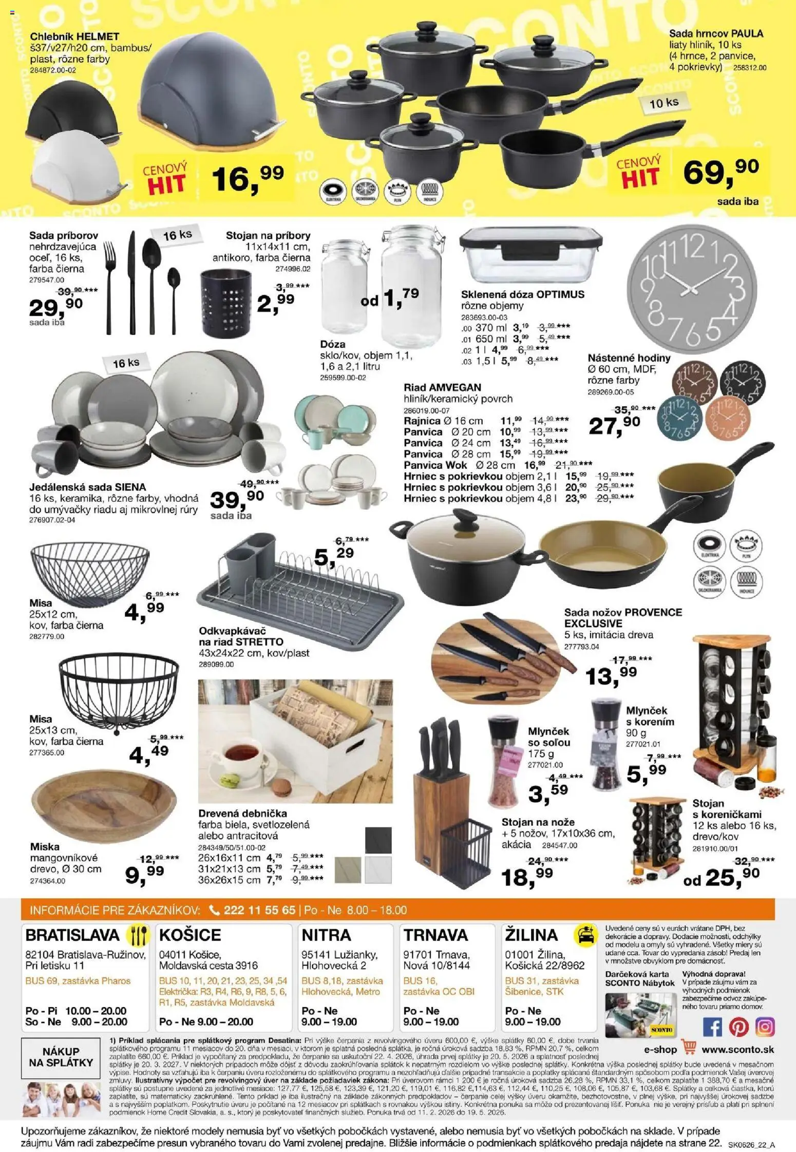 Nové Sconto nábytok akcie – leták je platný od 22.04.2026 | Strana: 22 | Produkty: Nábytok, Nástenne hodiny, Hodiny, Sada nožov