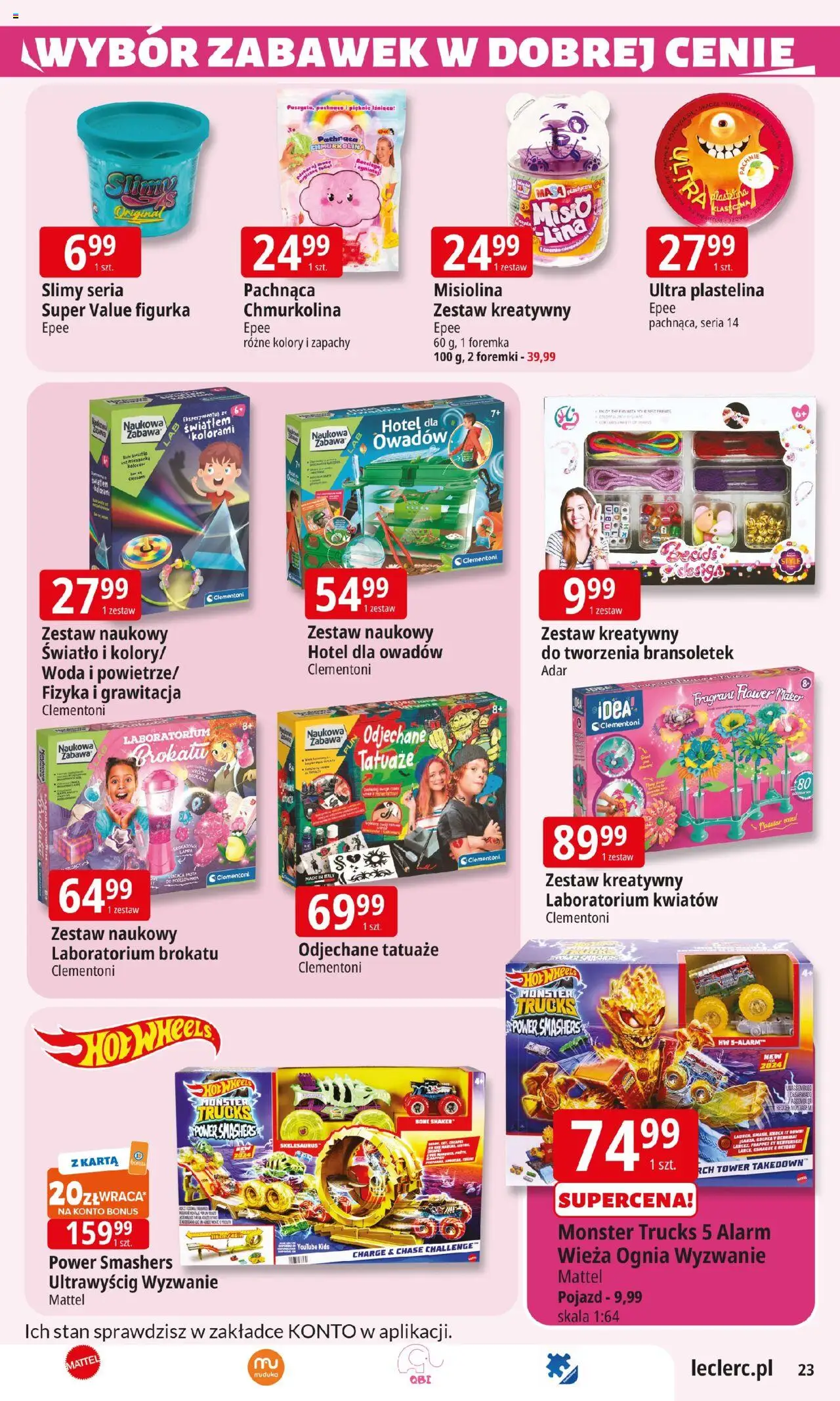 E.Leclerc Gazetka - Elbląg od 22.07.2025 | Strona: 23 | Produkty: Karta, Lampa, Ultra plastelina, Woda