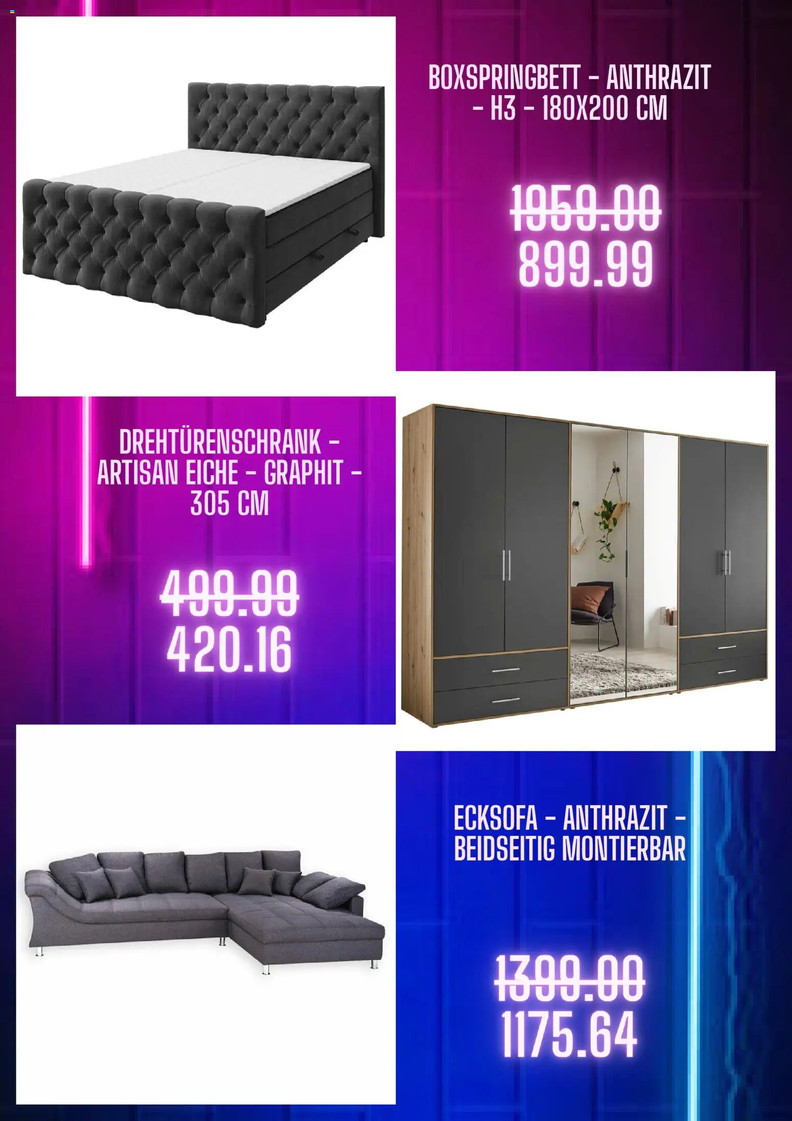Roller - Cyber Monday – gültig ab 30.11.2025 | Seite: 2 | Produkte: Ecksofa, Drehtürenschrank, Boxspringbett