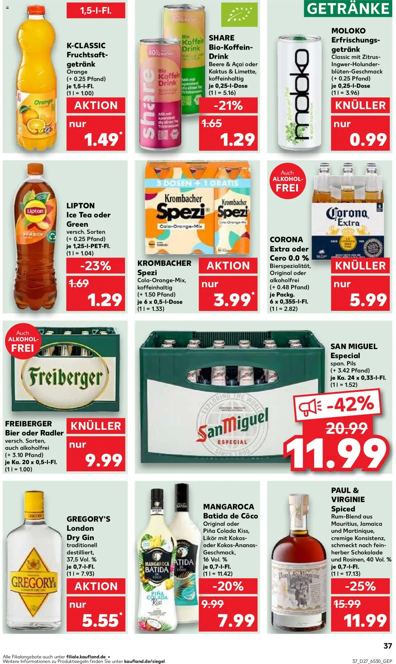 Kaufland Prospekt 	 - gültig ab dem 03.07.2025 | Seite: 37 | Produkte: Cola, Bier, Radler, Fruchtsaft