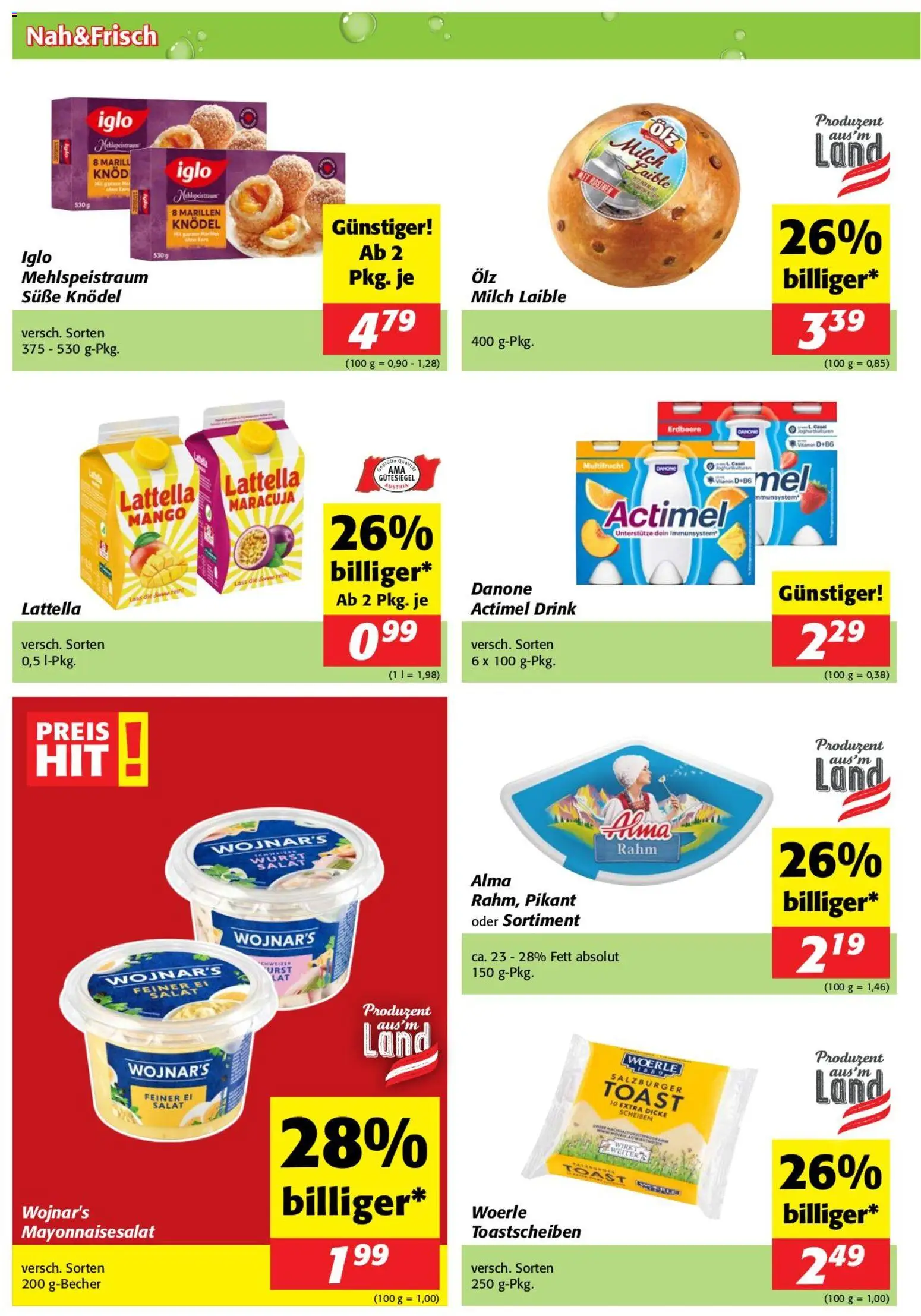 Nah und Frisch Flugblatt gültig ab 08.04.2026 | Seite: 2 | Produkte: Salat, Rosinen, Mango, Milch