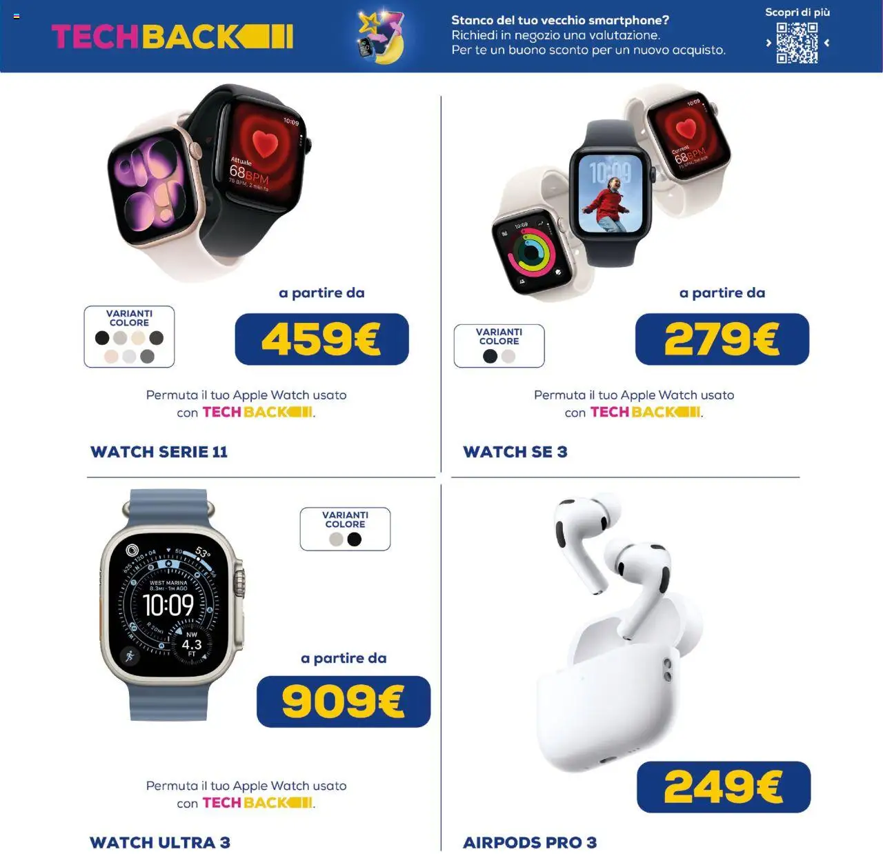 Volantino Euronics del 25.09.2025 | Pagina: 8 | Prodotti: Tè, Smartphone, Apple Watch, Airpods