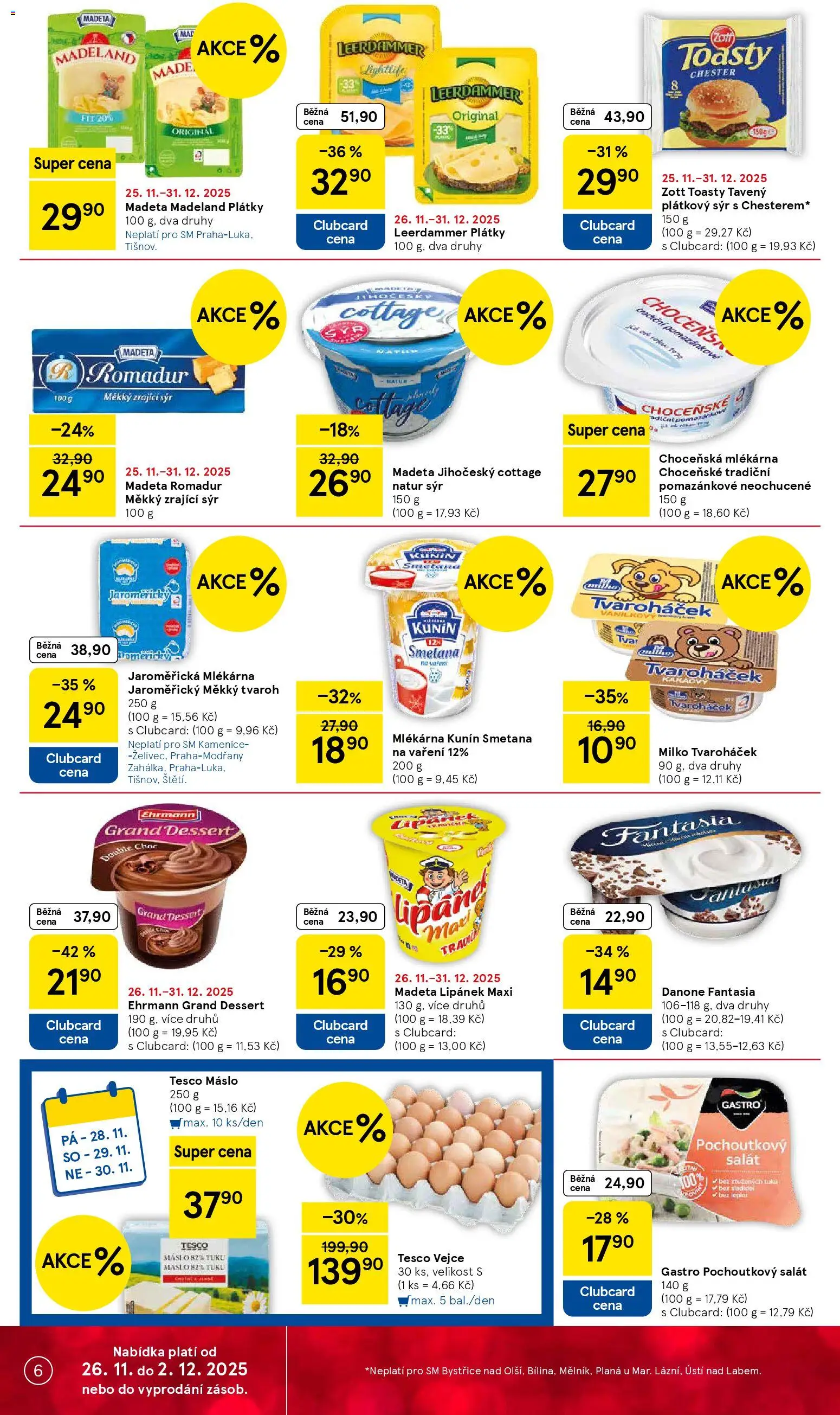 Tesco Black Friday od 26.11.2025 | Strana: 6 | Produkty: Sýr, Vejce, Leerdammer, Romadur