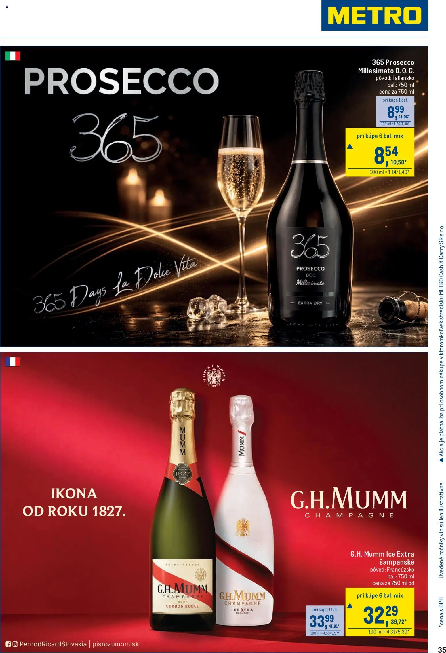 Nové Metro akcie – leták je platný od 25.03.2026 | Strana: 35 | Produkty: Prosecco, Šampanské