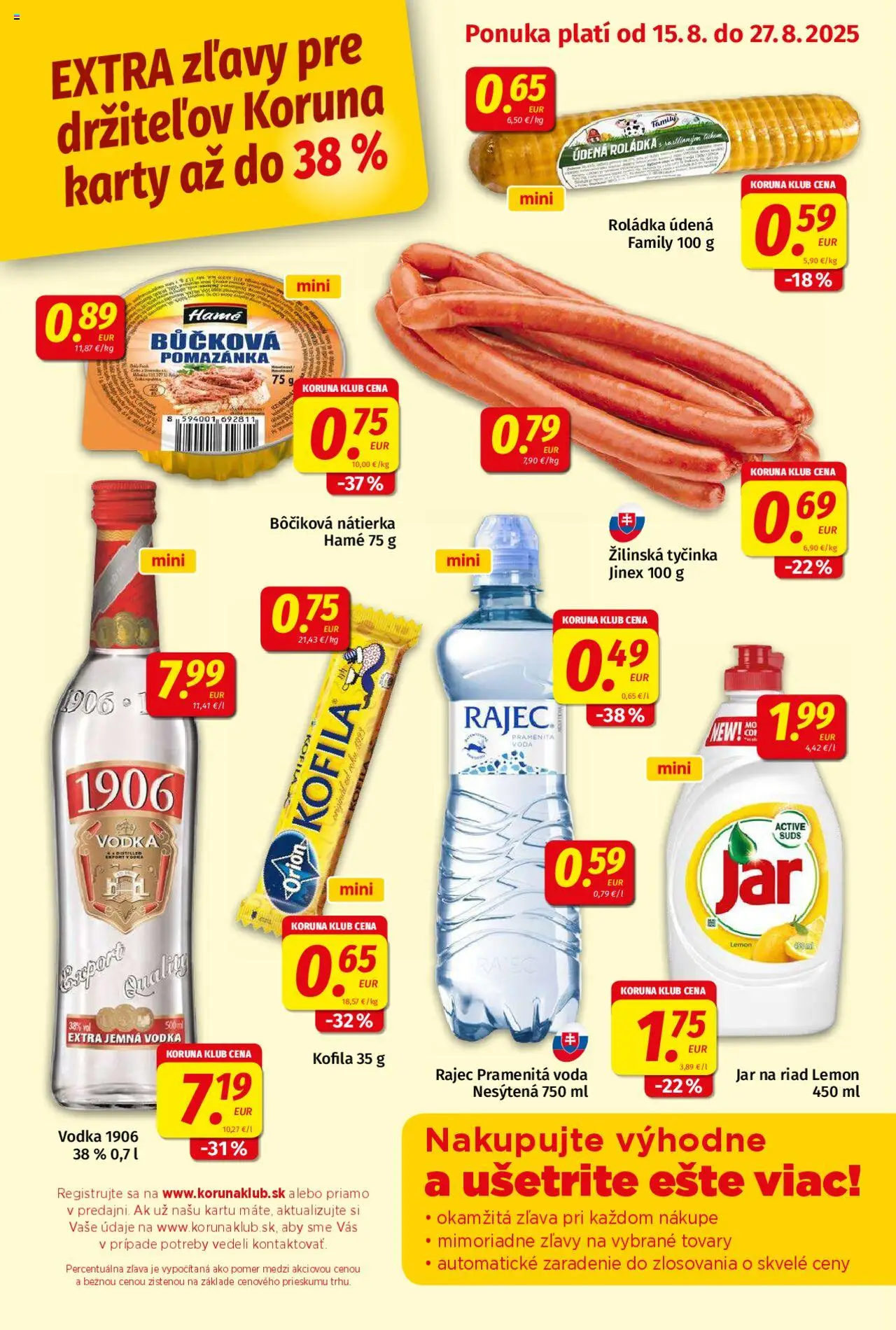 Koruna leták │ platný od 15.08.2025 | Strana: 9 | Produkty: Rajec, Vodka, Voda, Jar
